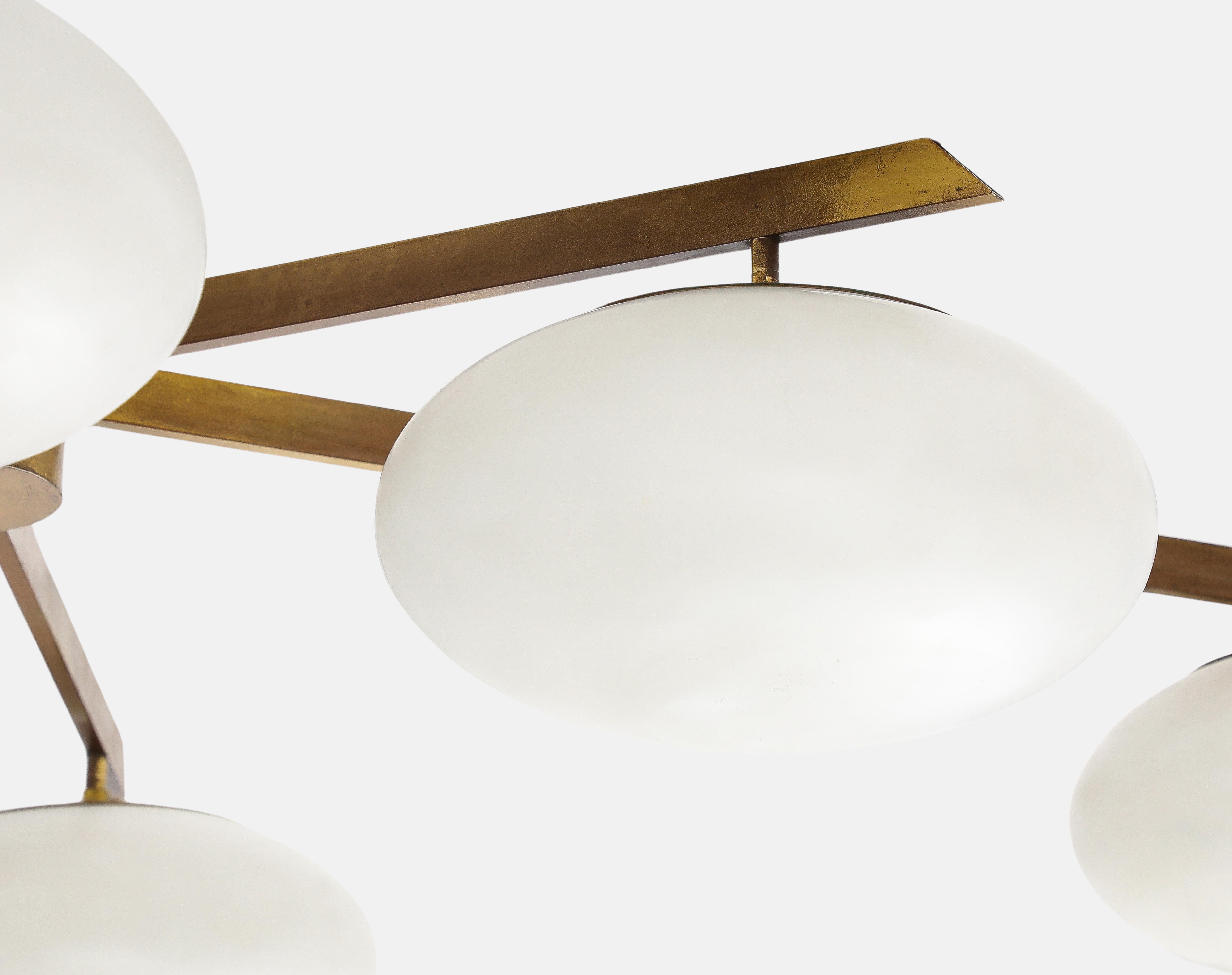 Angelo Lelli for Arredoluce Rare Pair of Sei Lune Ceiling Lights, Certificates For Sale 8