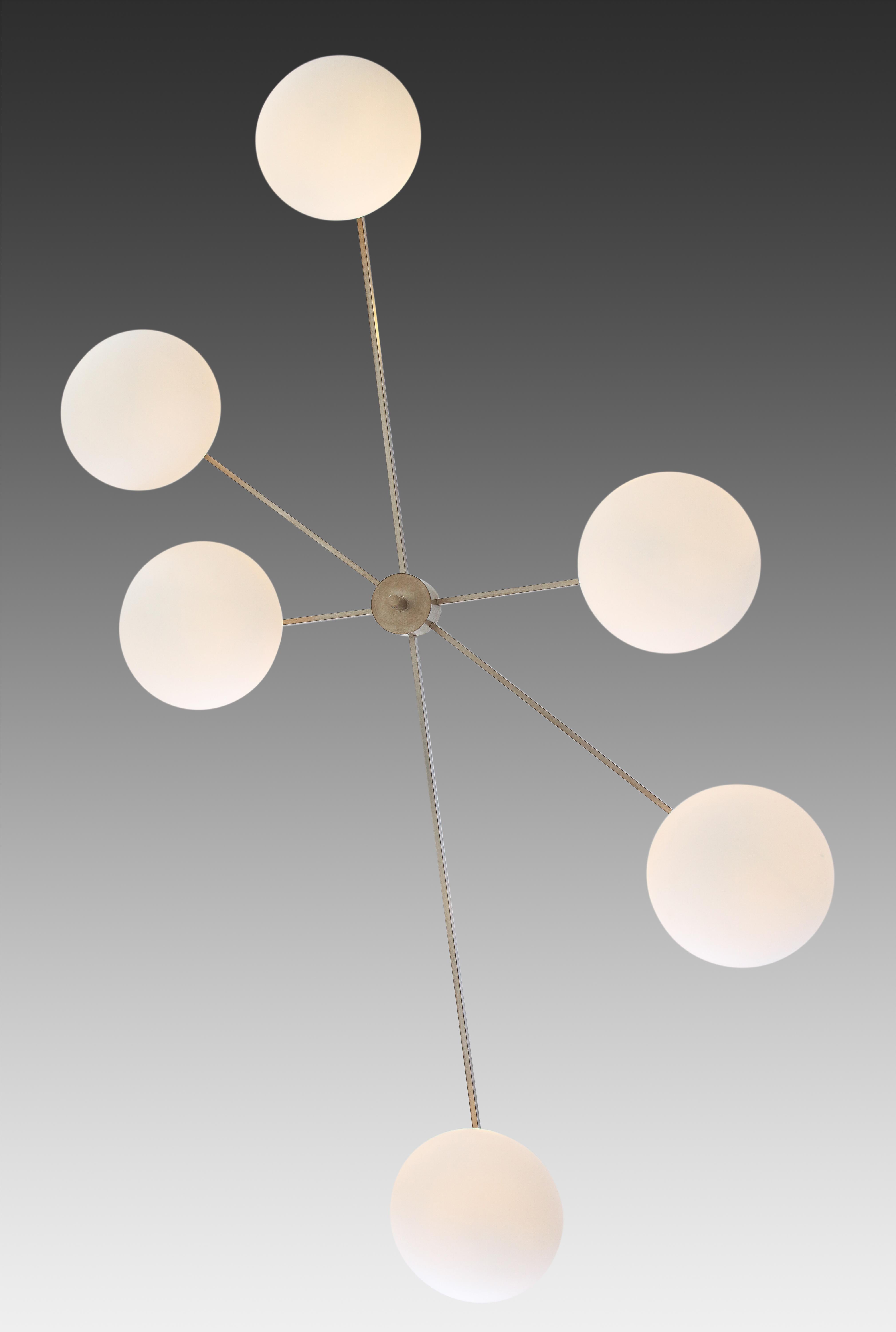 Opaline Glass Angelo Lelli for Arredoluce Six Lune Ceiling Lights or Chandeliers, circa 1960