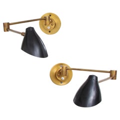 Angelo Lelli for Arredoluce Rare Pair of Articulating Sconces, Italy, 1950s