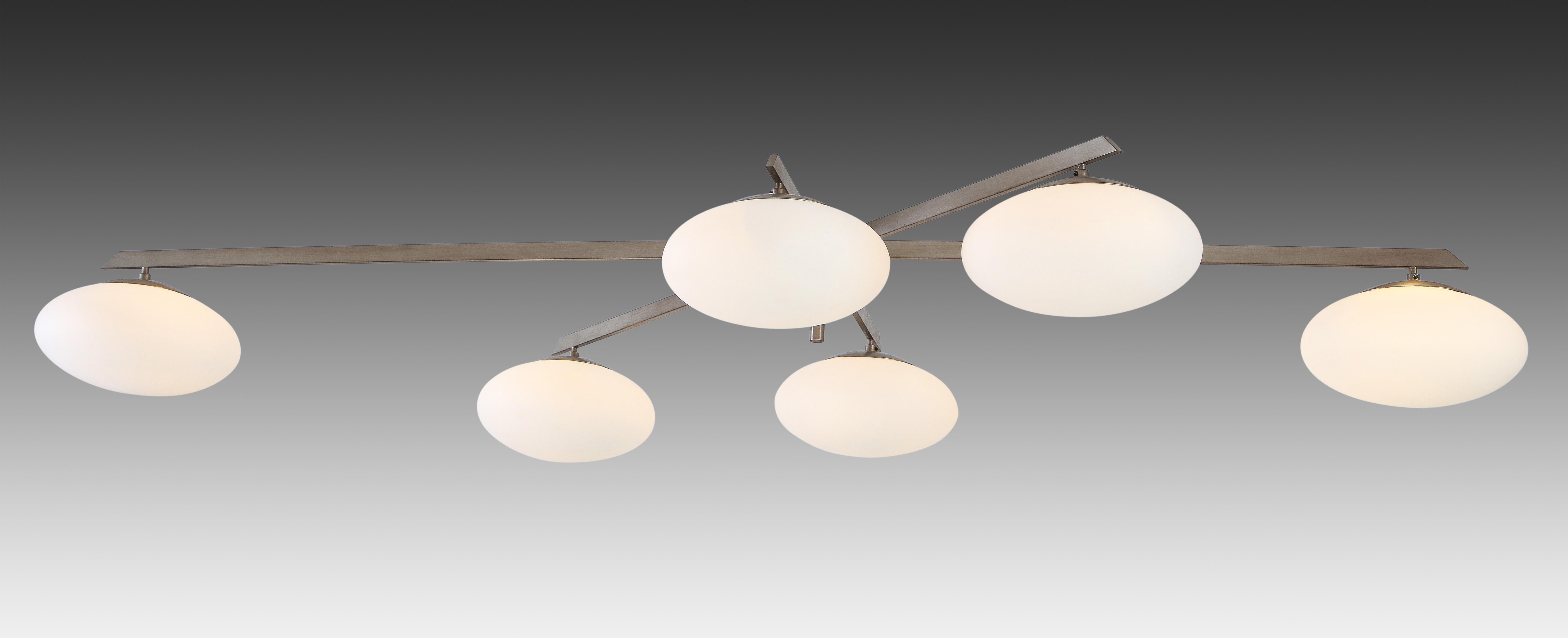 Angelo Lelli for Arredoluce Six Lune Ceiling Light/ Chandelier, circa 1960 In Good Condition In New York, NY