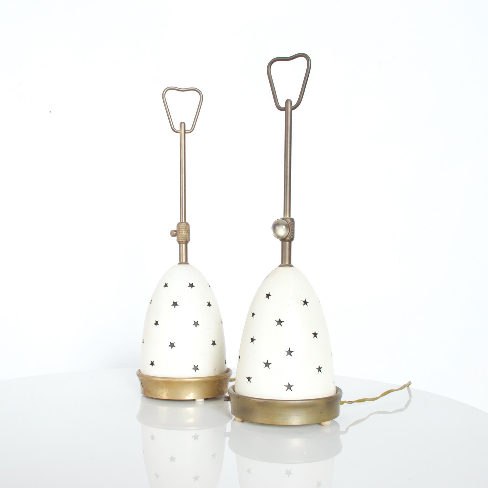 Mid-Century Modern 1950s Angelo Lelli White Star Table Lamps Arredoluce Monza Italy For Sale