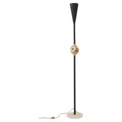 Angelo Lelli Rara lampada da terra "Eye" con base in marmo, Italia, circa 1950
