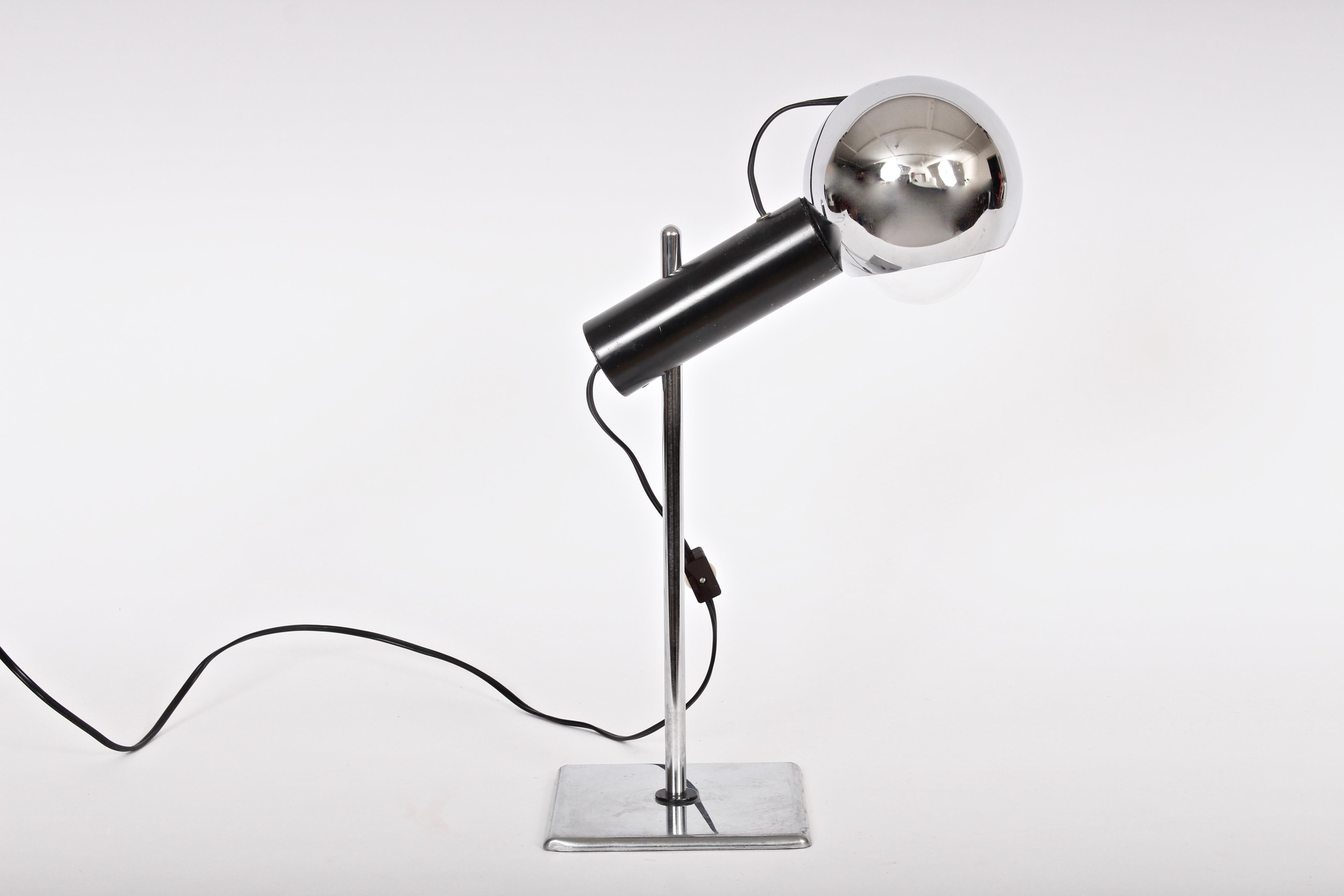 Angelo Lelli Style Adjustable Chrome Desk Lamp with Chrome Ball Shade For Sale 5