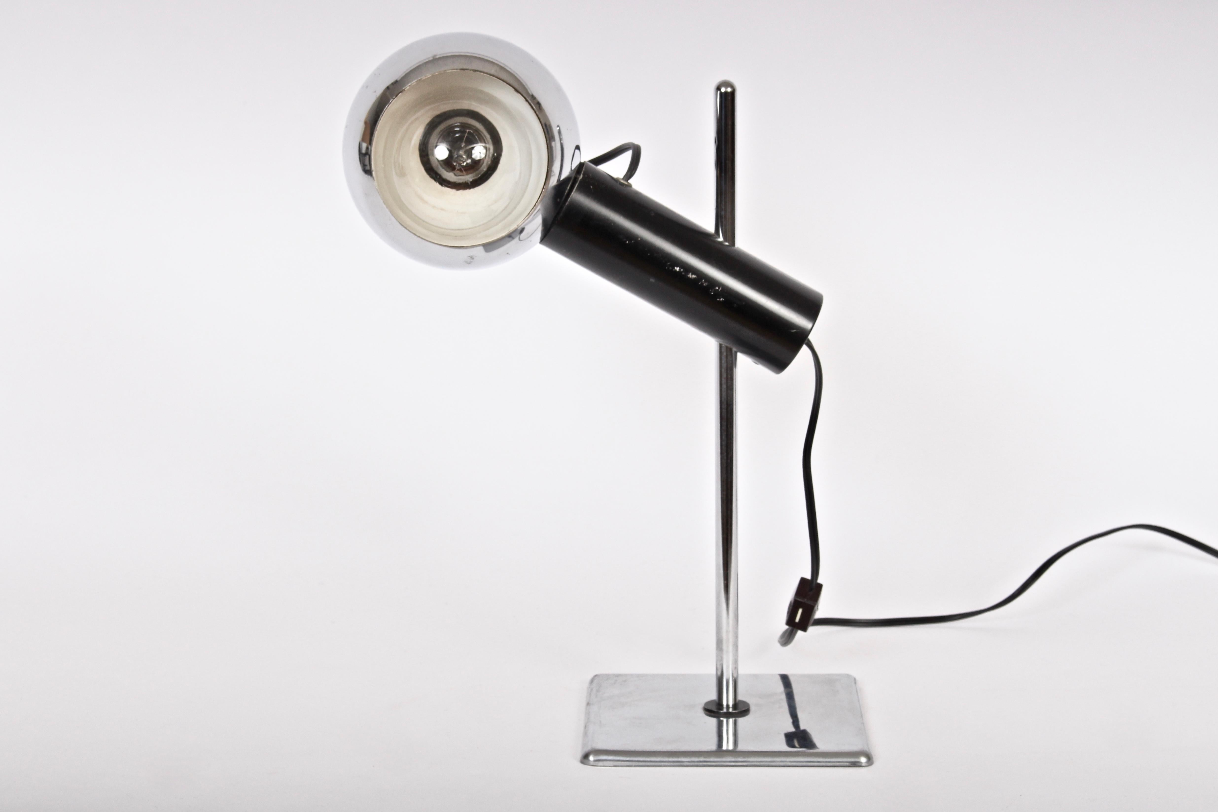 Modern Angelo Lelli Style Adjustable Chrome Desk Lamp with Chrome Ball Shade For Sale