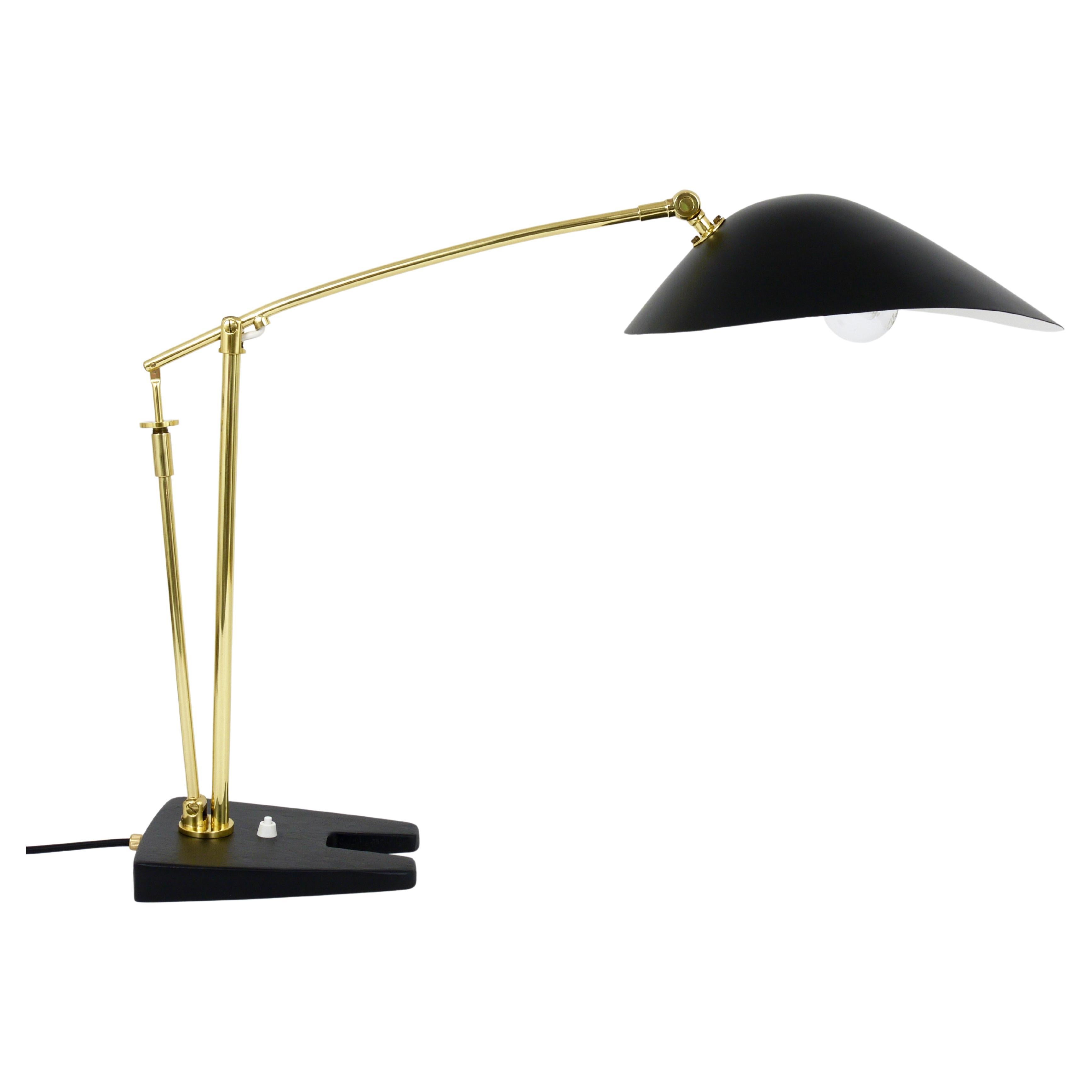 Angelo Lelli Style Articulated Midcentury Brass Table Desk Lamp, Italy, 1950s For Sale