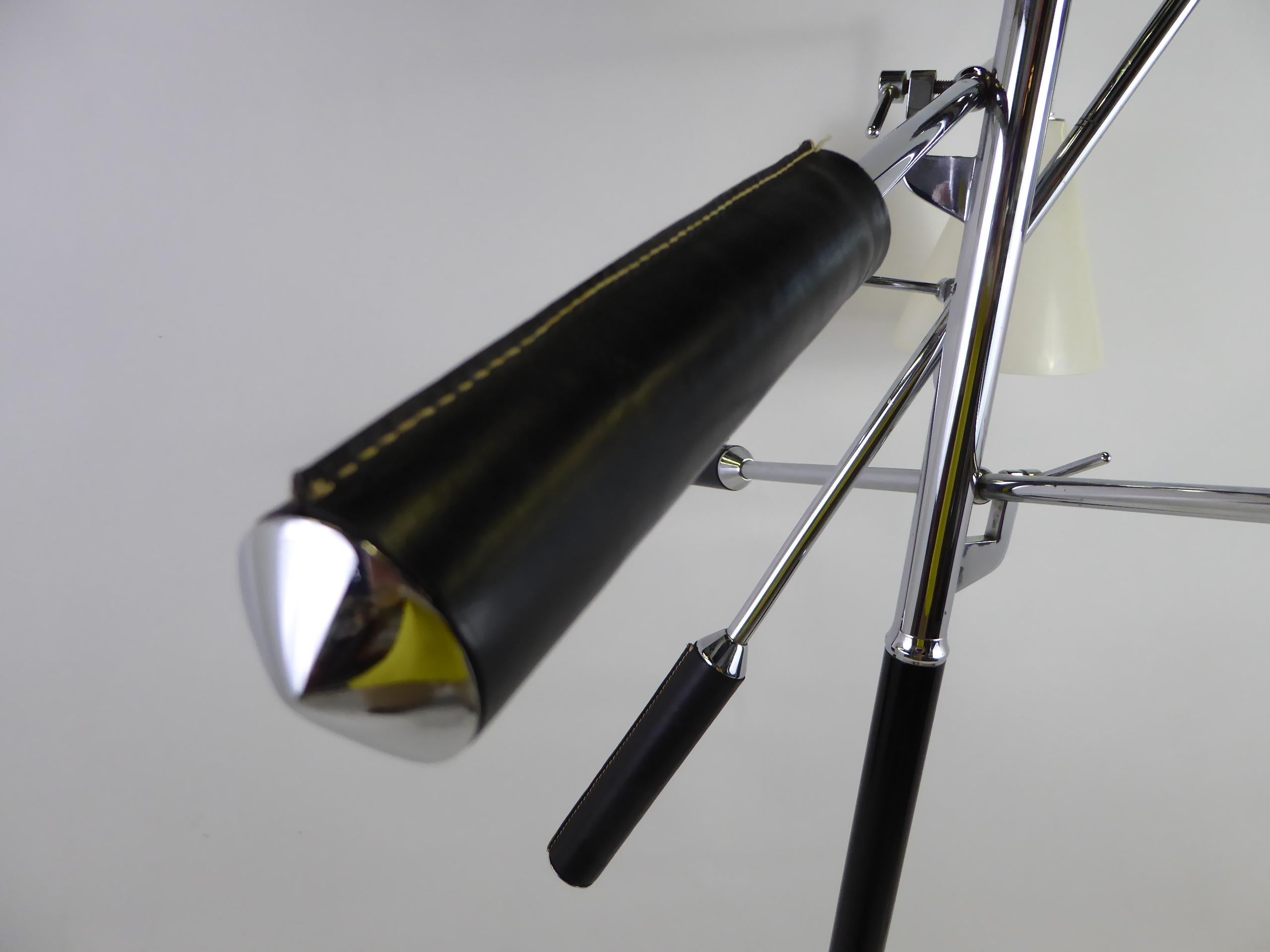 Angelo Lelli Style Design Triennale Three-Arm Articulating Floor Lamp, 1960s 3