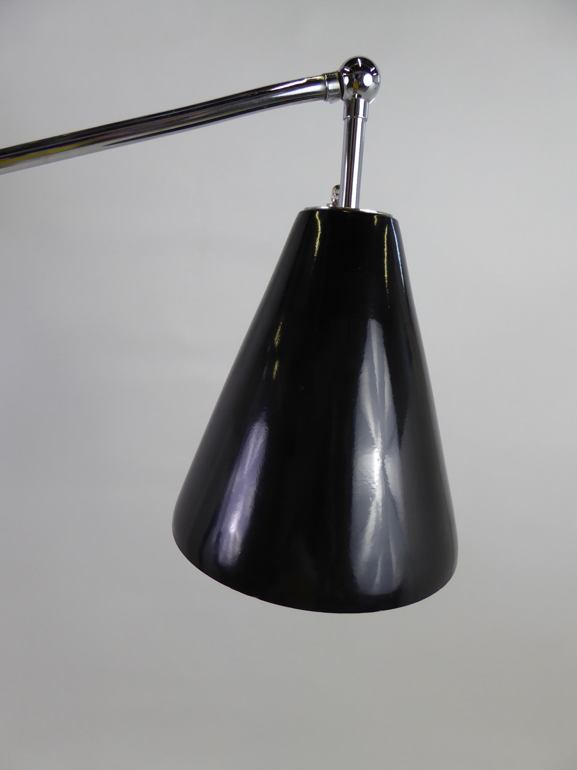 Angelo Lelli Style Design Triennale Three-Arm Articulating Floor Lamp, 1960s In Good Condition In Miami, FL