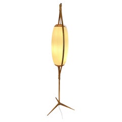 Angelo Lelli style floor lamp Italy 1950s with opaline Murano glass