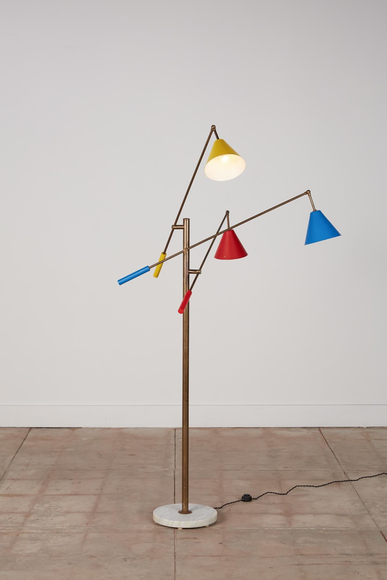 Enameled Angelo Lelli Style Triennale Floor Lamp