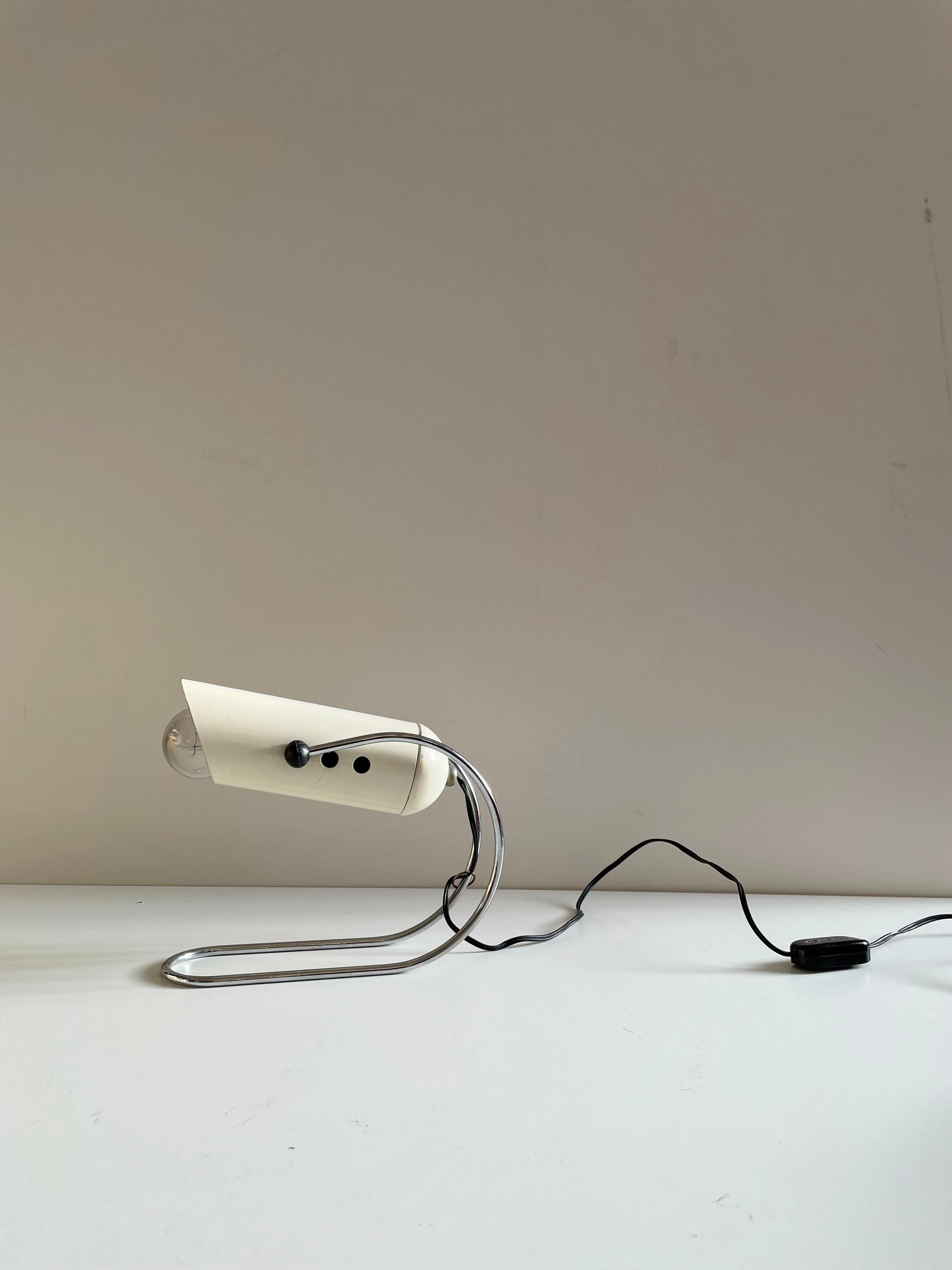Mid-Century Modern Angelo Lelli Table Desk Lamp with Adjustable Metal Shade, Italy, 1950s For Sale