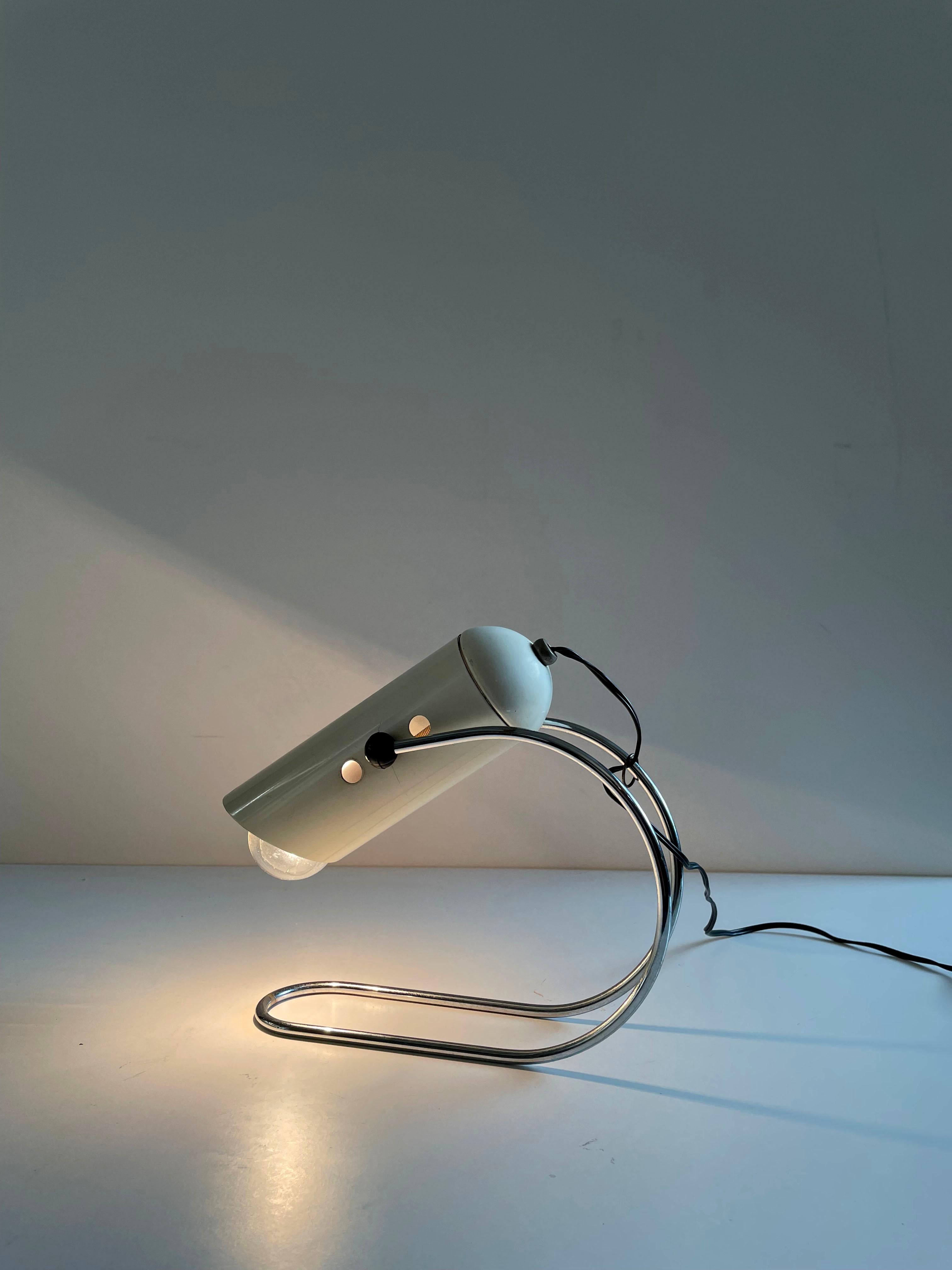 Angelo Lelli Table Desk Lamp with Adjustable Metal Shade, Italy, 1950s For Sale 2