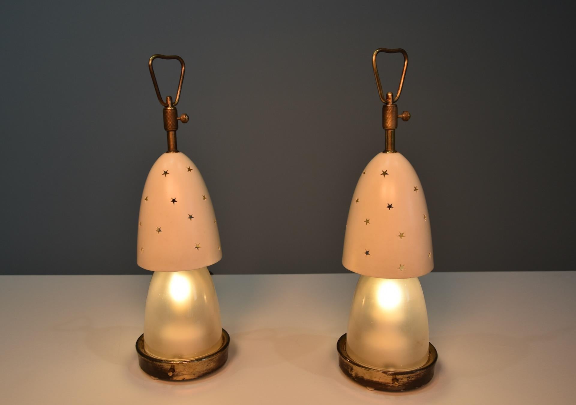 Brass Angelo Lelli Table Lamps for Arredoluce Midcentury Modern Italy 1950s