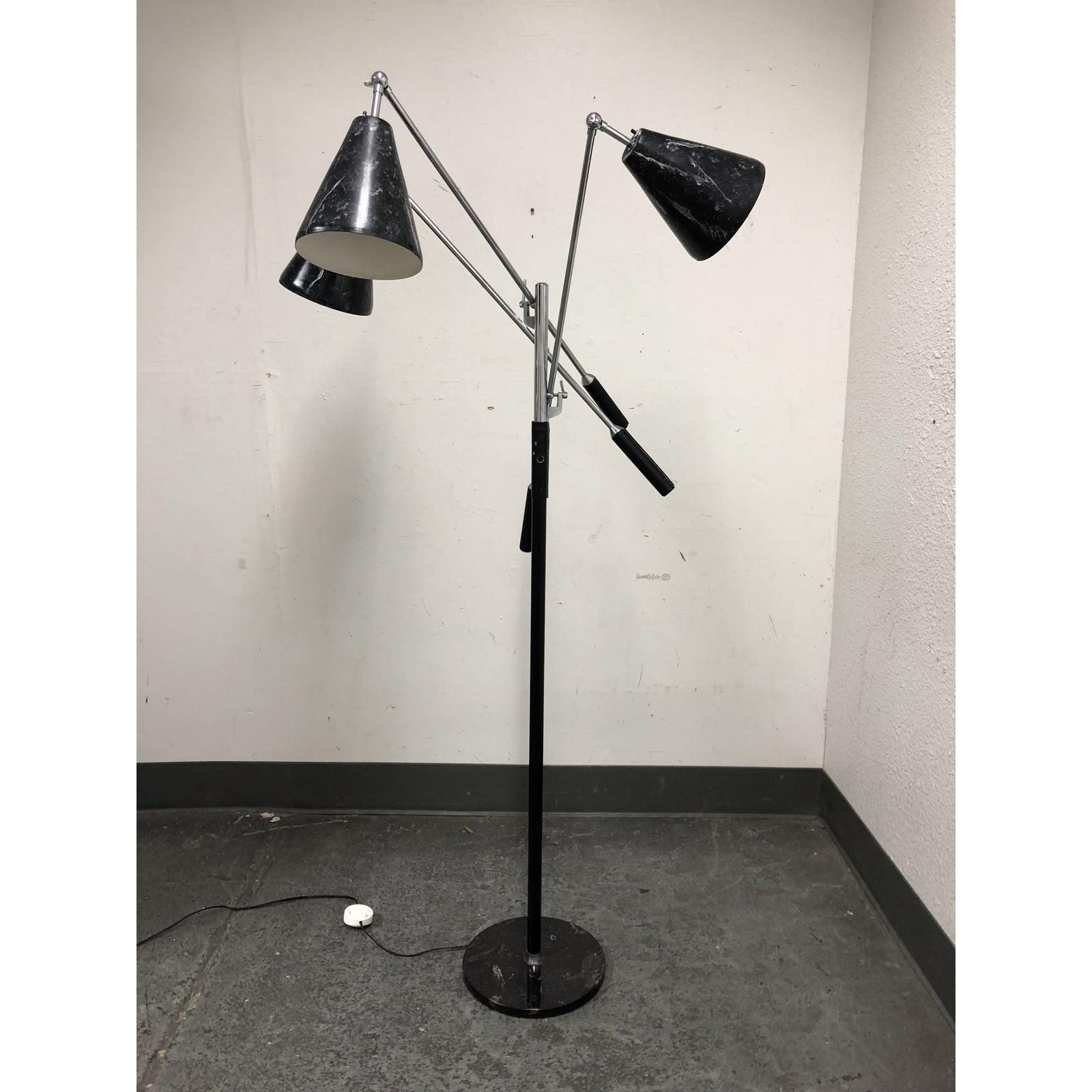 Mid-Century Modern Angelo Lelli Triennale Three-Arm Articulating Floor Lamp For Sale