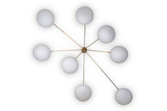 Angelo Lelli. Wall lamp, or suspension, in brass and opaline. Contemporary.