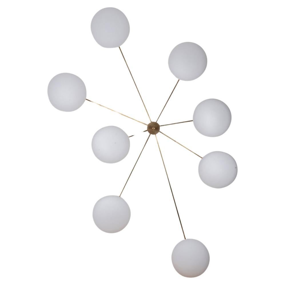 Angelo Lelli. Wall lamp, or suspension, in brass and opaline. Contemporary. For Sale