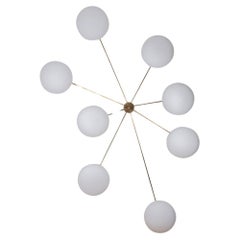 Angelo Lelli. Wall lamp, or suspension, in brass and opaline. Contemporary.