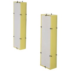 Angelo Lelli Wall Lights in Plexiglass and Brass, Original Label