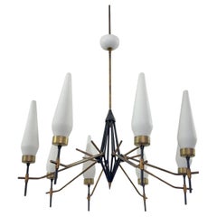 Angelo Lellii Style Stilnovo Design Chandelier Mid-Century Modernism