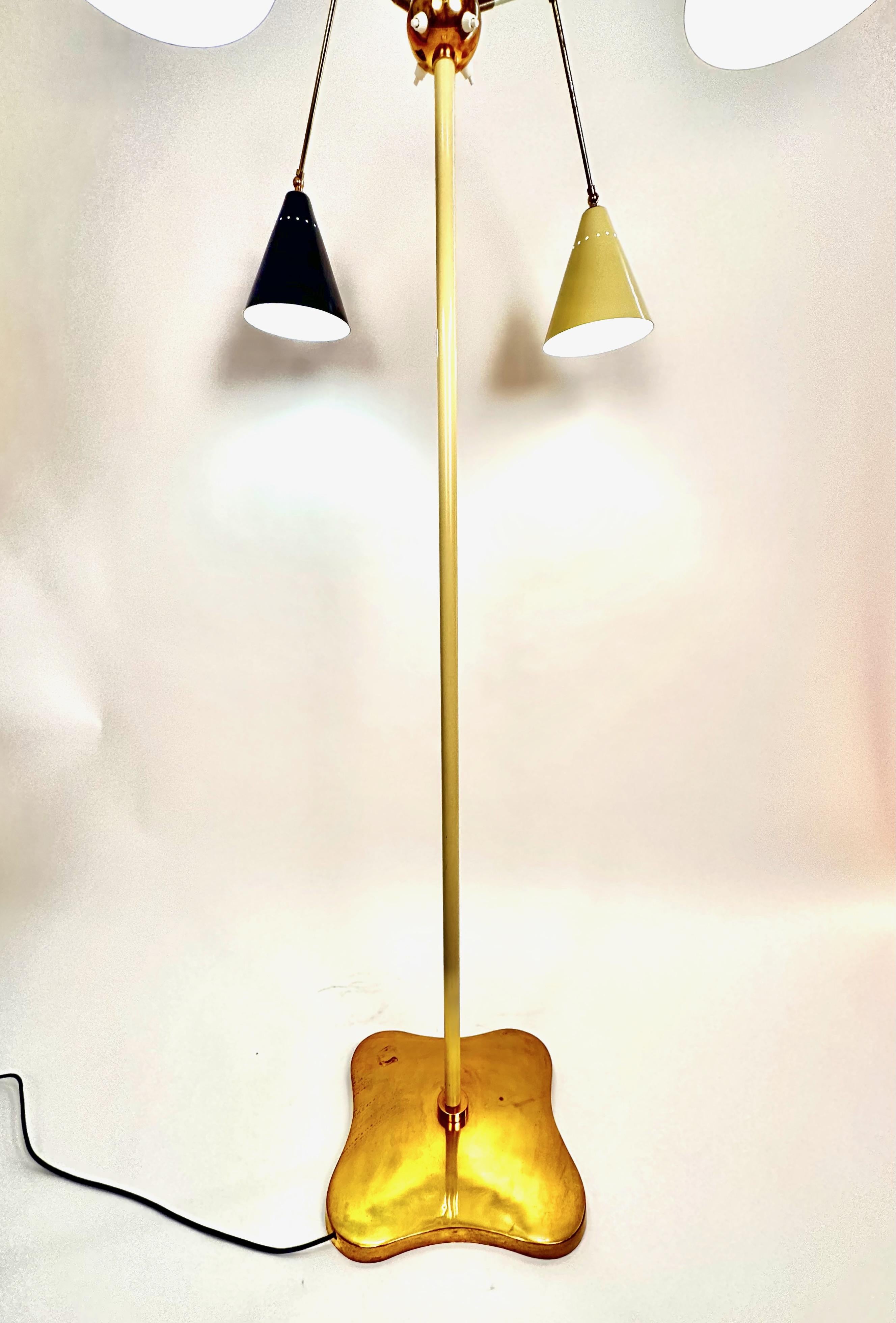 Angelo Lely Style Midcentury Italian Four Colour Shades Floor Lamp, 1950 For Sale 5