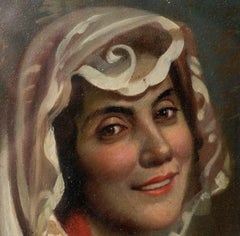 Female portrait. Angelo Mambriani, 20th Century, Italian Portrait Painting