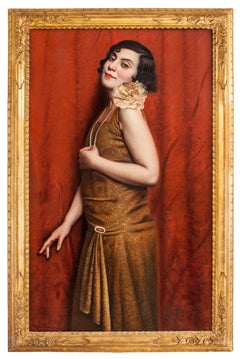 Tina (Portrait of his wife). Oil on canvas, Italian school XX, woman portrait