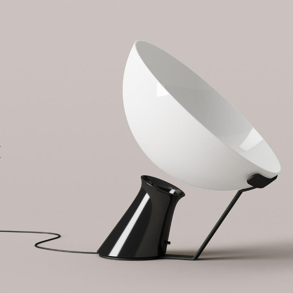 Danish Angelo Mangiarotti 'Aida' Aluminium and Glass Table Lamp by Karakter For Sale