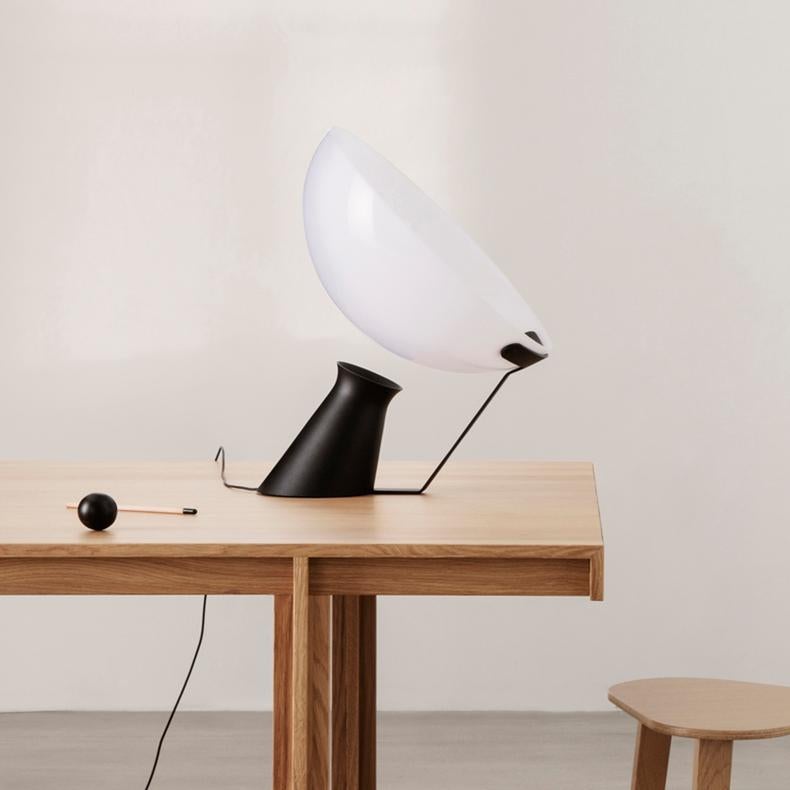 Danish Angelo Mangiarotti 'Aida' Aluminium and Glass Table Lamp by Karakter For Sale
