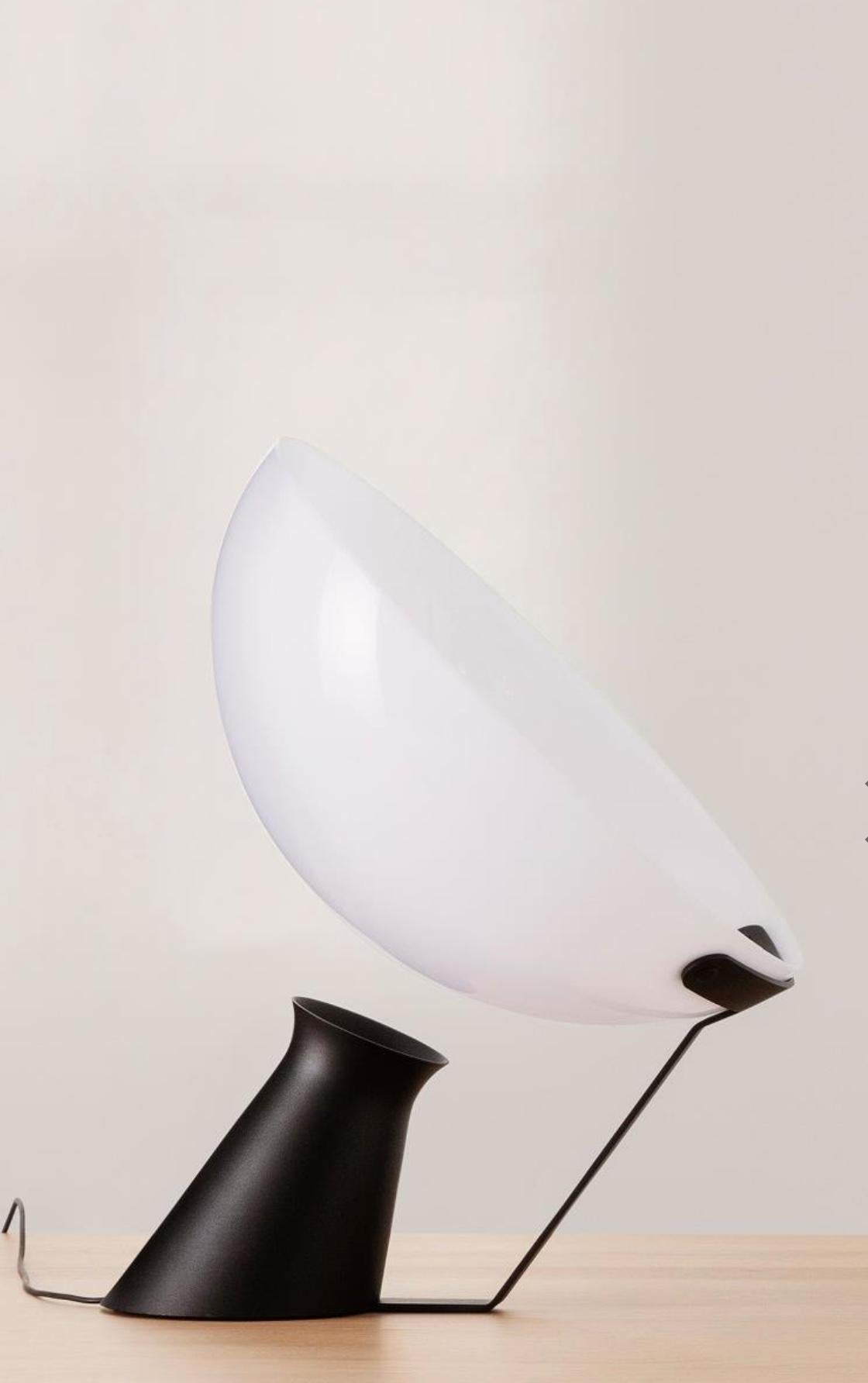 Mid-Century Modern Angelo Mangiarotti 'Aida' Aluminium and Glass Table Lamp by Karakter For Sale