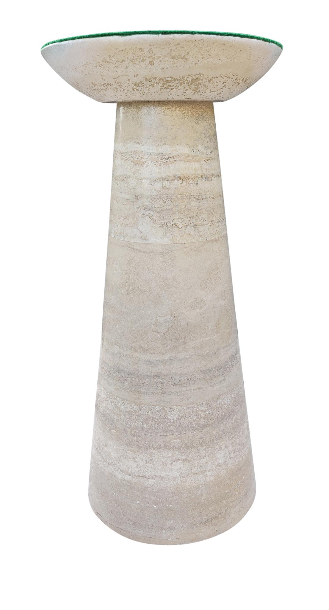 Angelo Mangiarotti Attributed Round Travertine Pedestal Dining Table For Sale 3