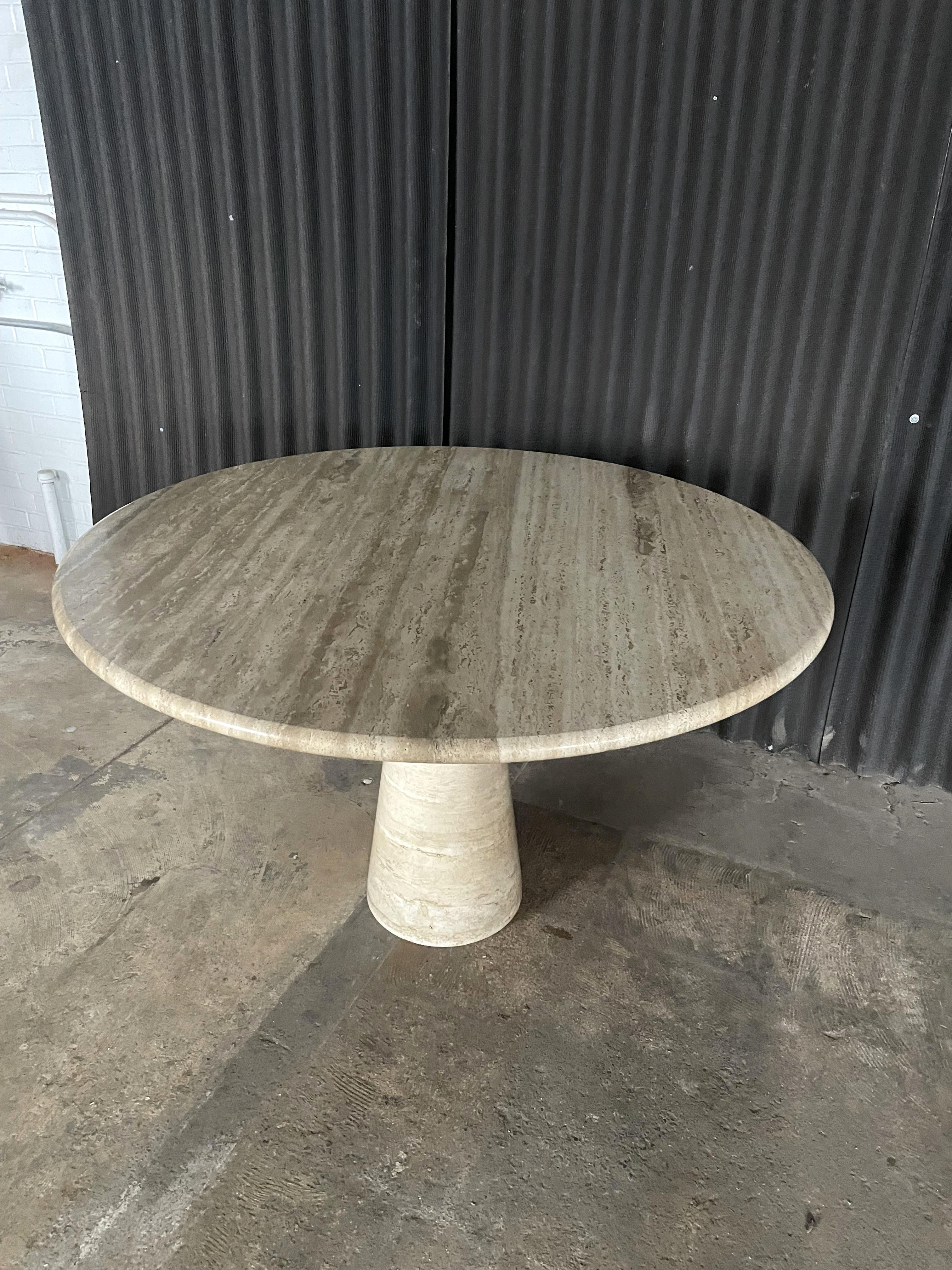 Italian Angelo Mangiarotti Attributed Travertine Dining Table For Sale