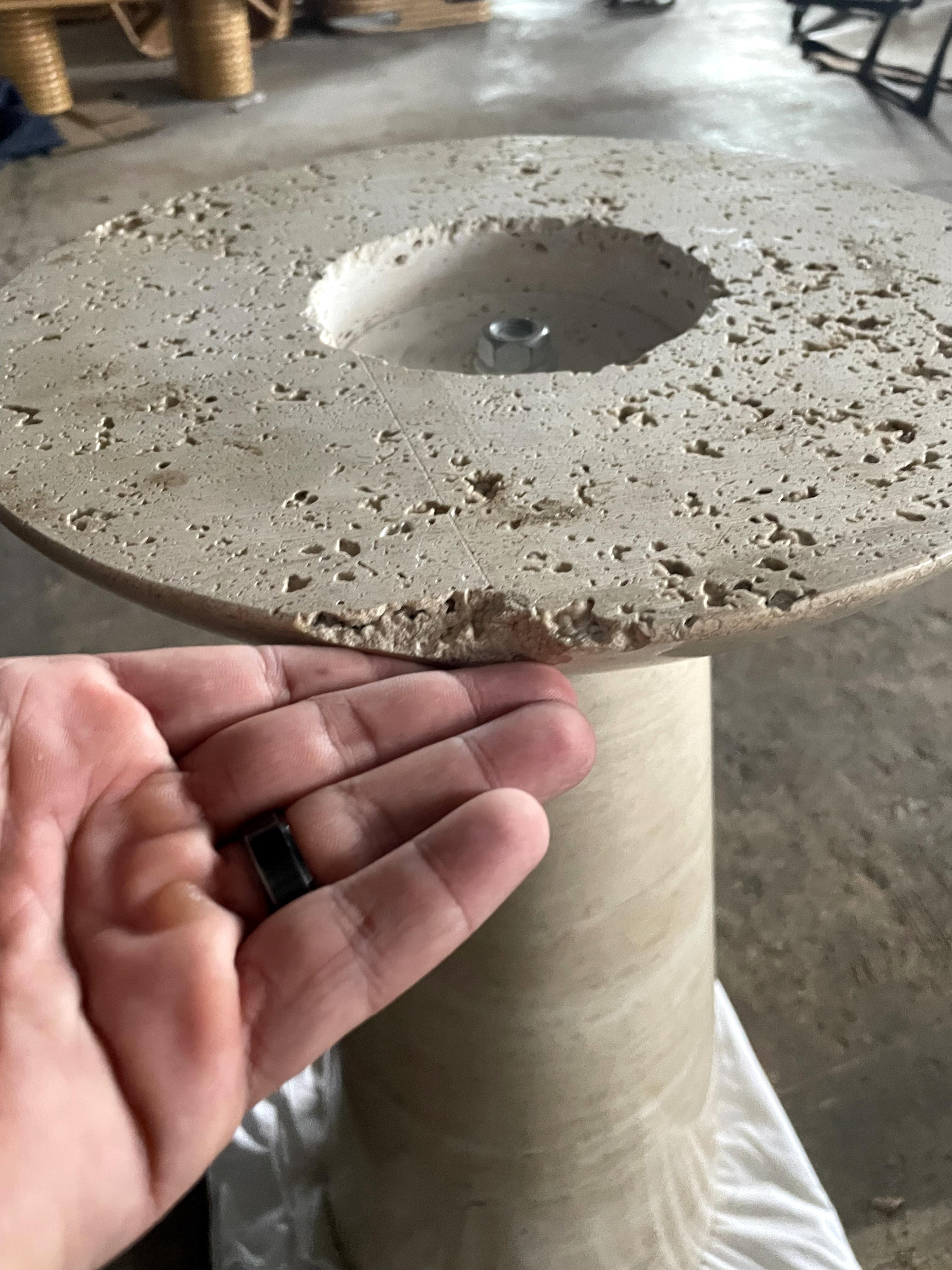 Angelo Mangiarotti Attributed Travertine Dining Table For Sale 1