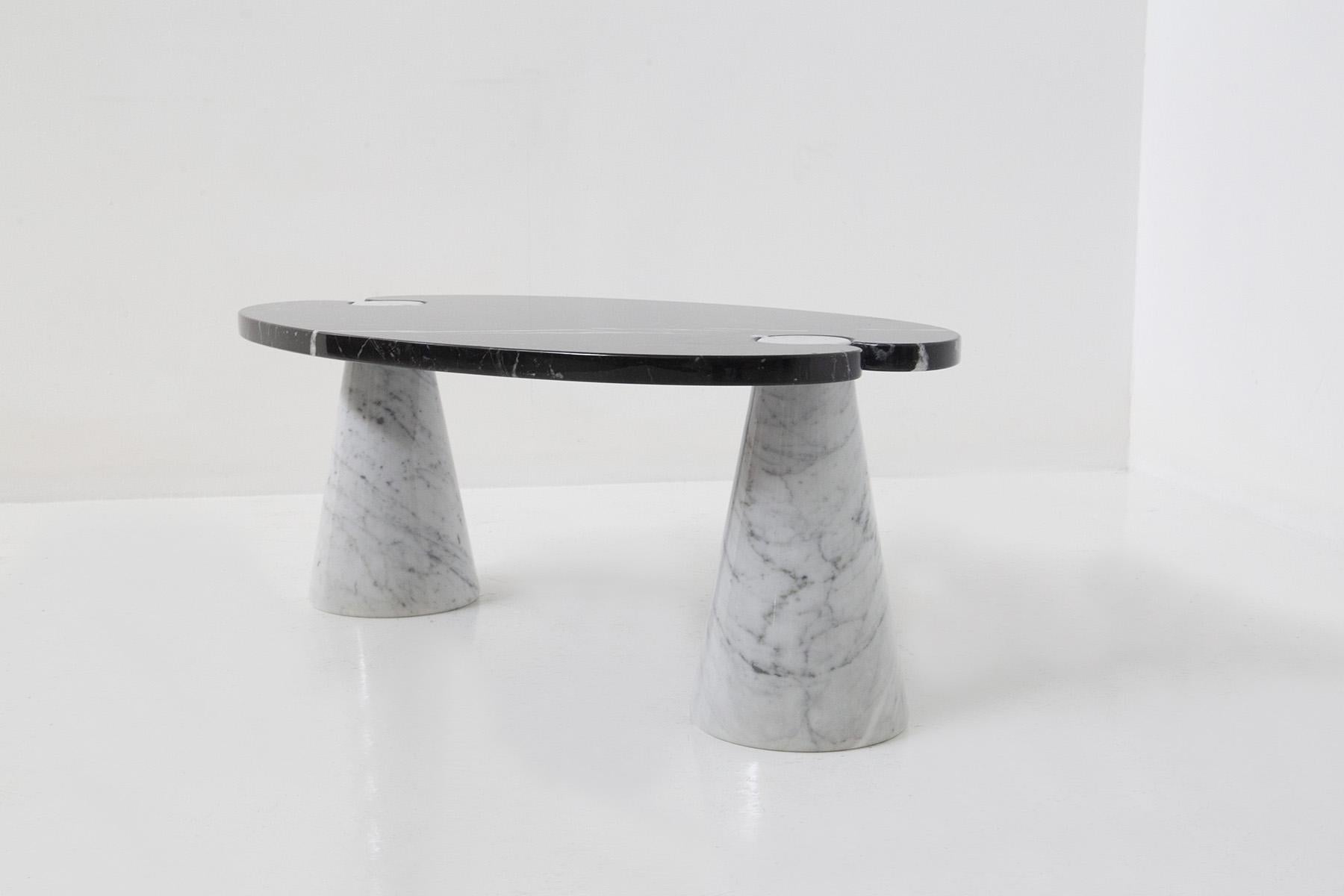 Angelo Mangiarotti Black and White Marble Coffee Table, Skipper In Good Condition In Milano, IT
