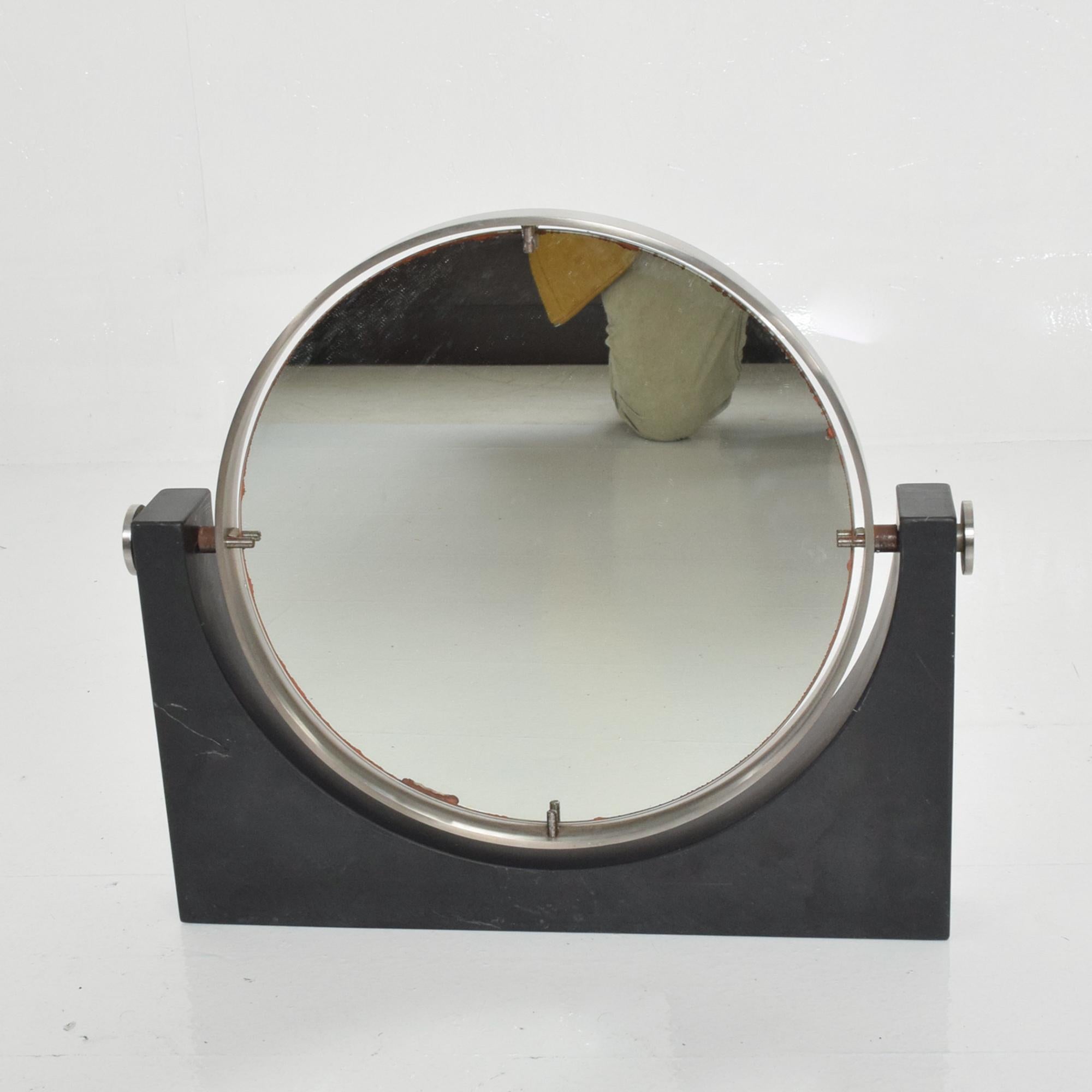 Mid-Century Modern 1970s Modern Table Vanity Mirror Black Marble Angelo Mangiarotti Italy For Sale