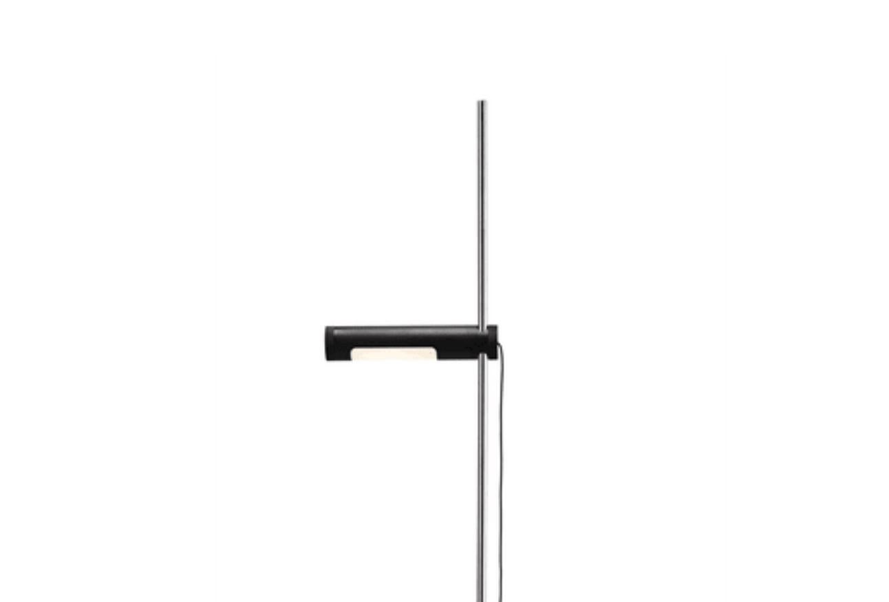 Mid-Century Modern Angelo Mangiarotti Lampadaire Alola noir et chrome pour Karakter en vente