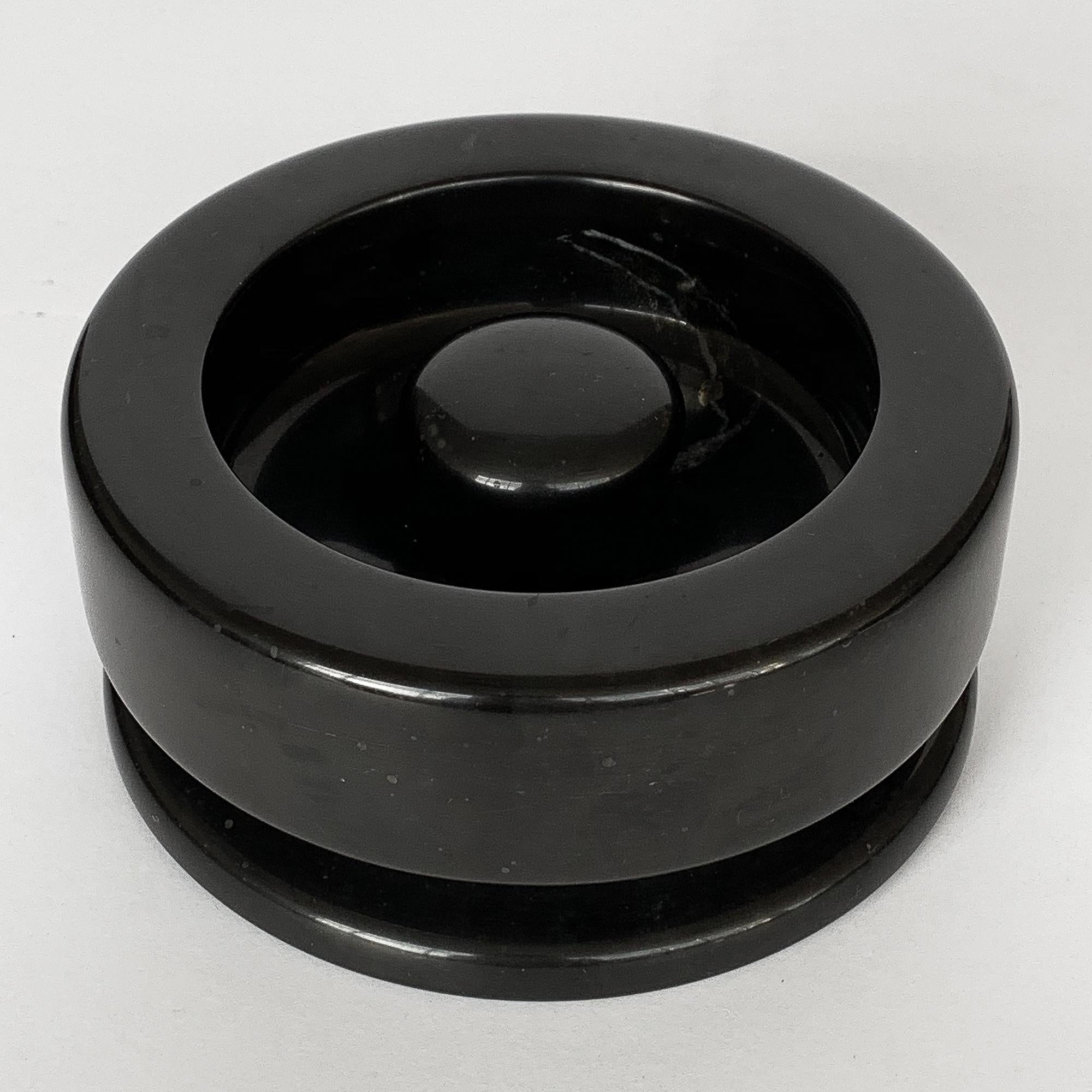 Turned Angelo Mangiarotti Black Marble Ashtray for Knoll International