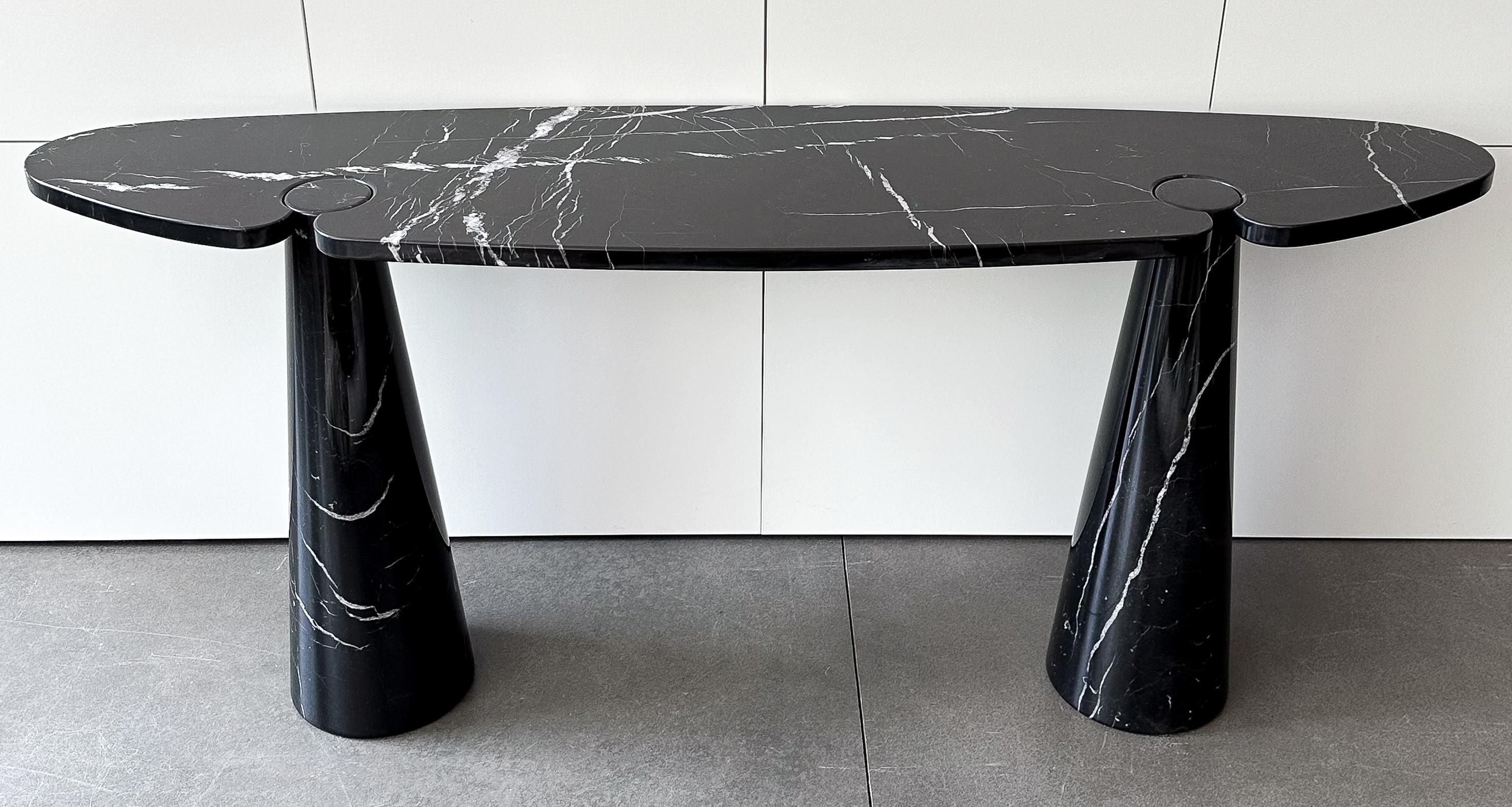 Italian Angelo Mangiarotti Black Marble Eros Console Table for Skipper