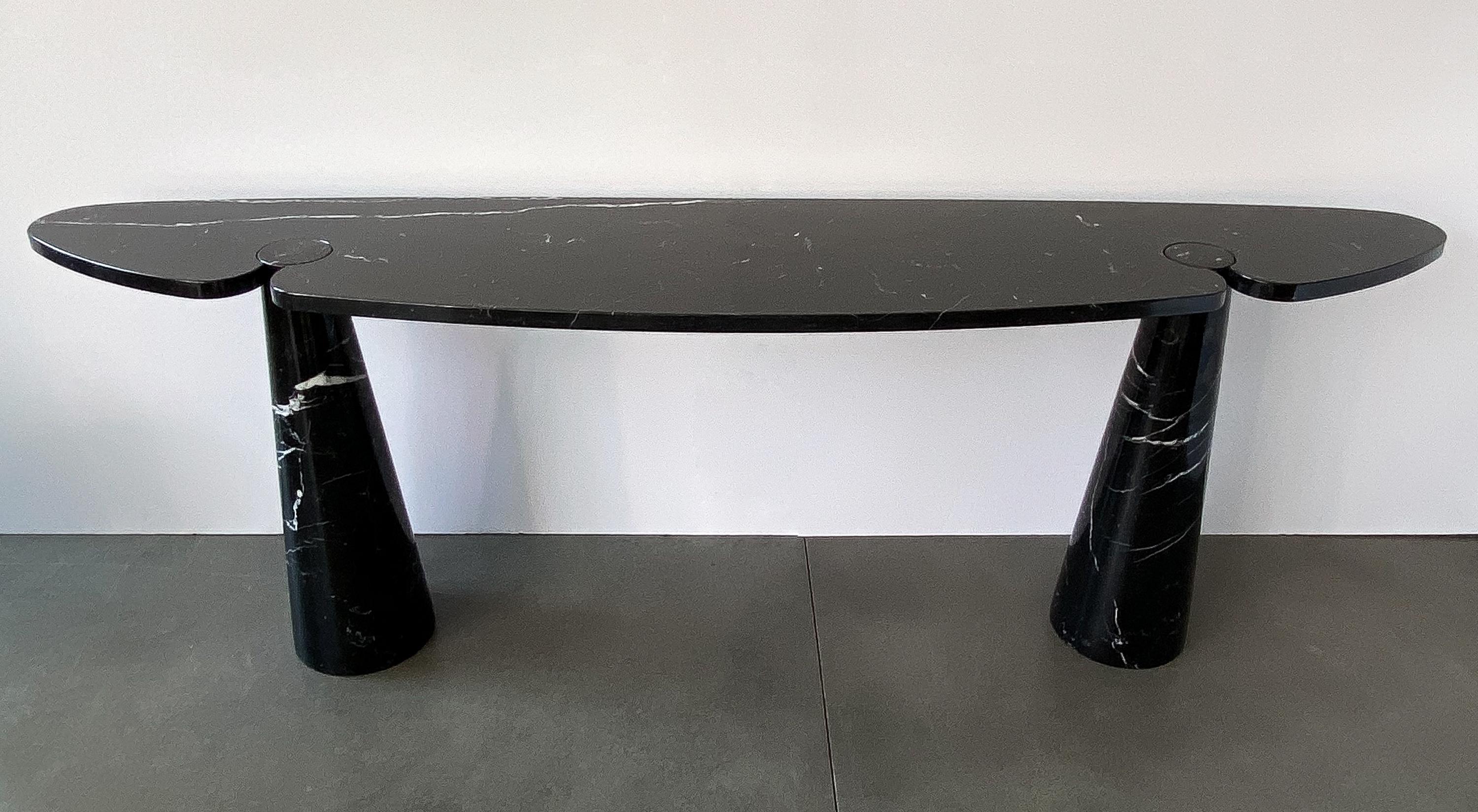 Mid-Century Modern Angelo Mangiarotti Black Marble Eros Console Table for Skipper