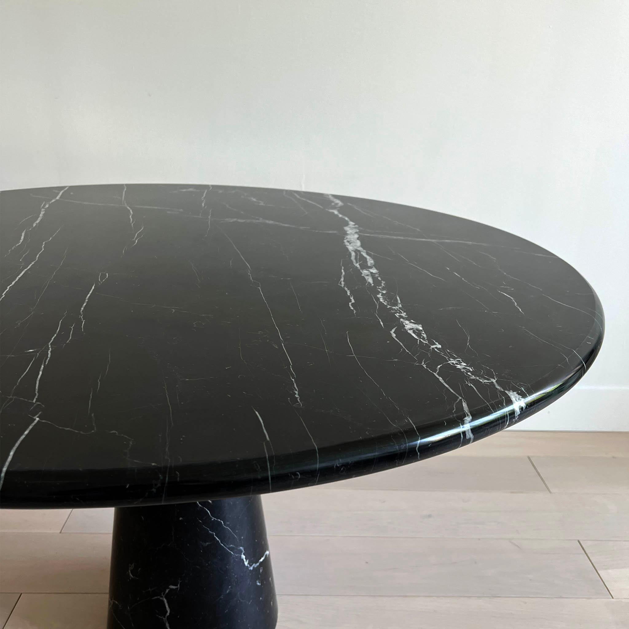 Mid-Century Modern Angelo Mangiarotti Black Marble Pedastal Dining Table, 1970's