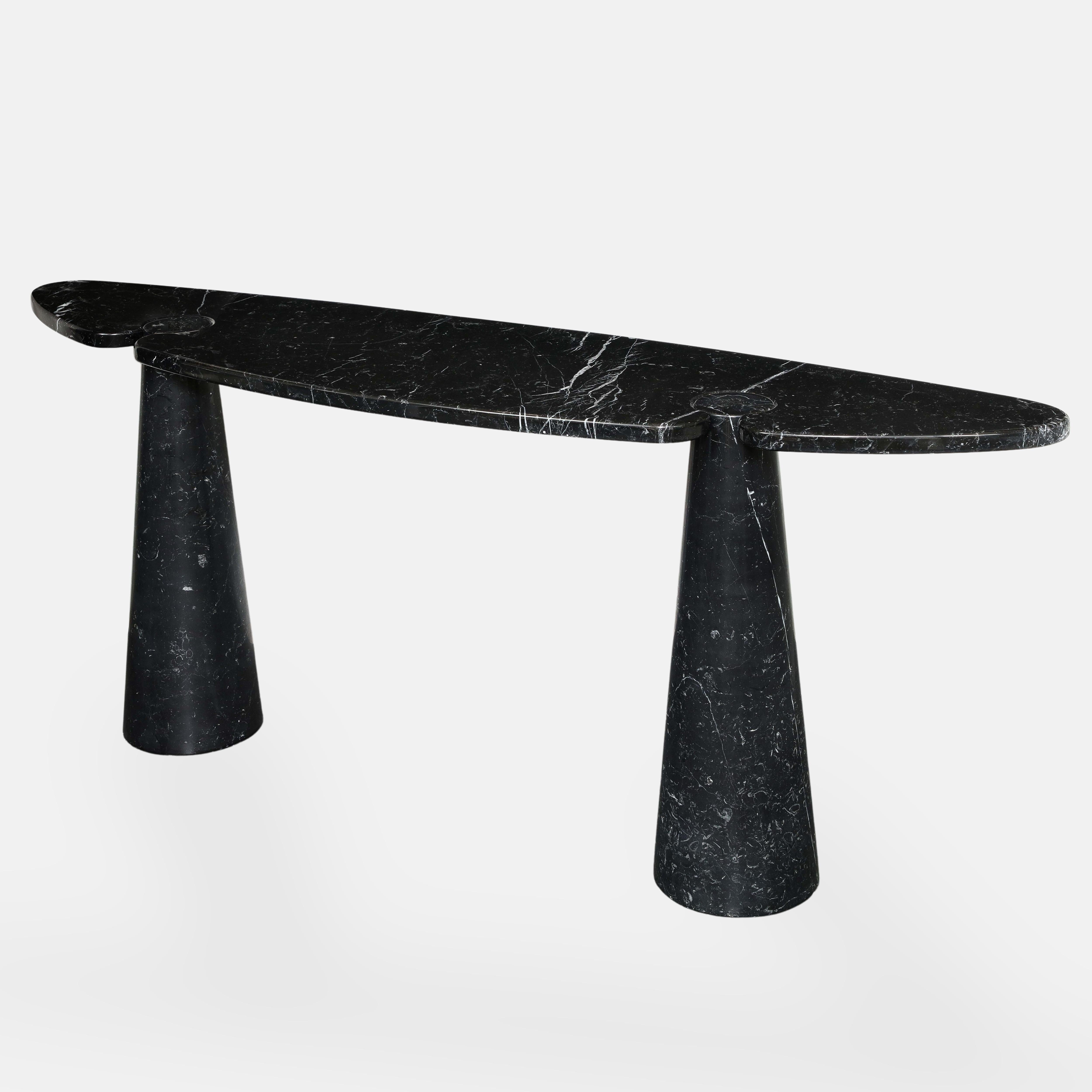 Mid-Century Modern Angelo Mangiarotti Black Marquina Marble Console