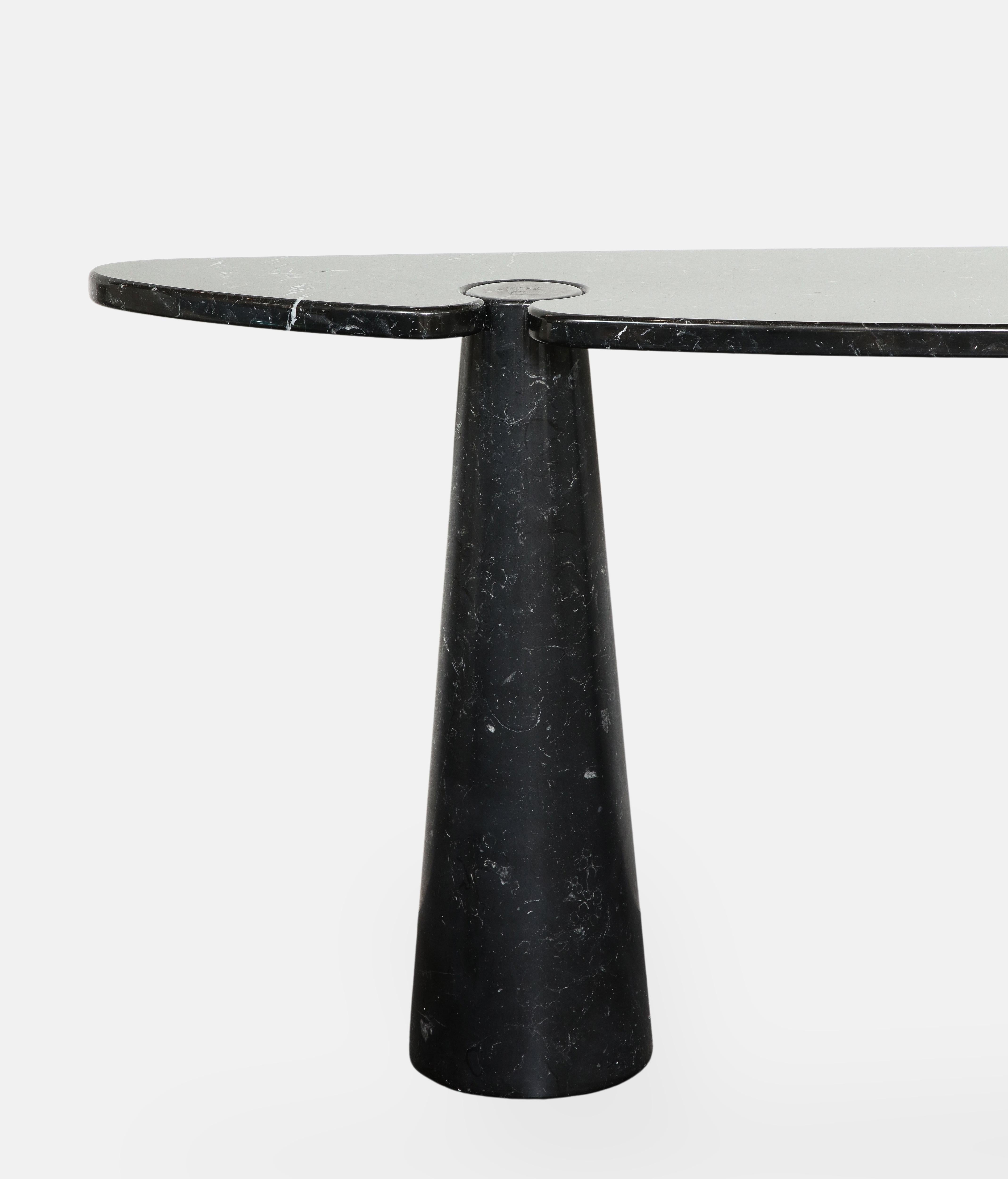 Italian Angelo Mangiarotti Black Marquina Marble Console