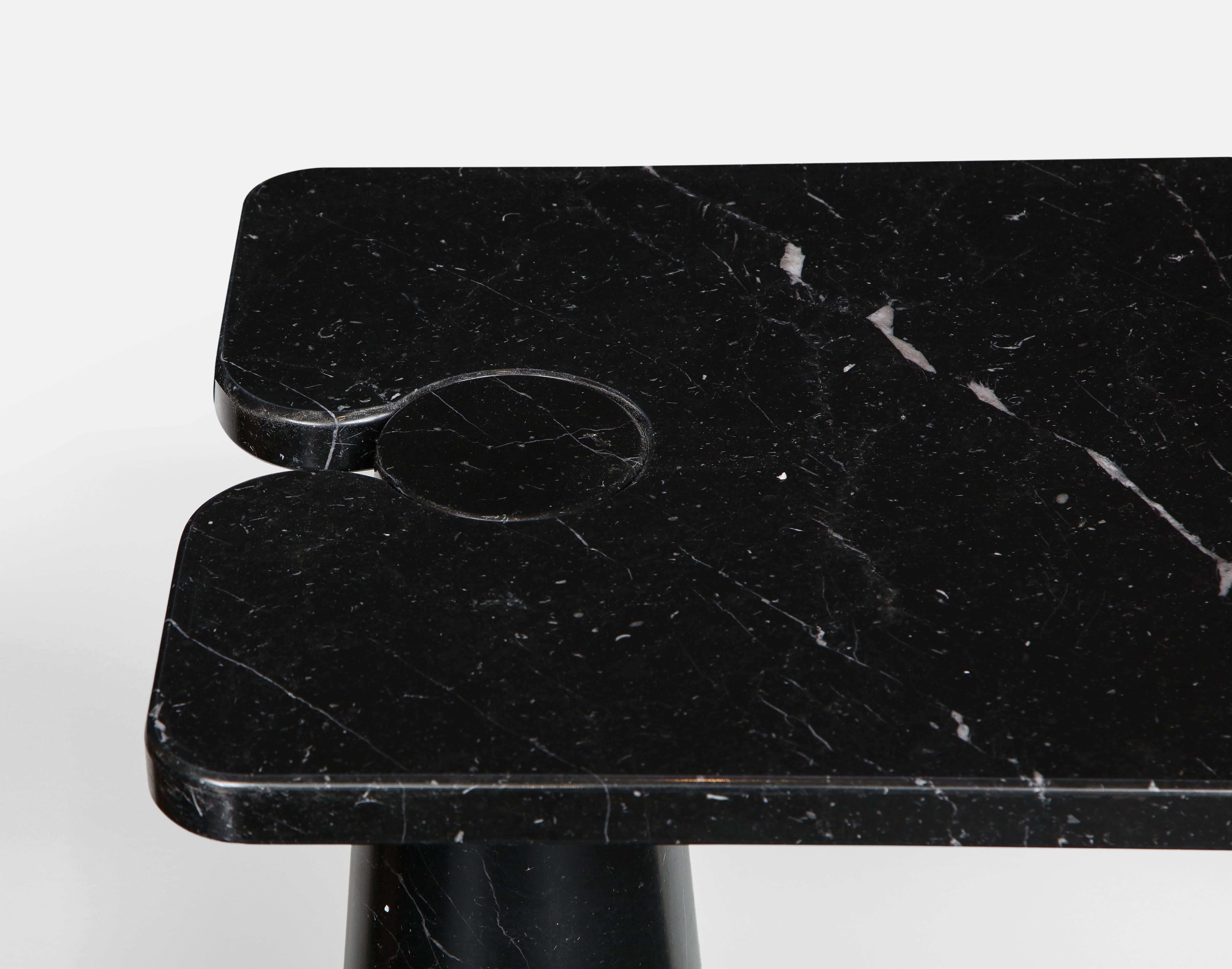 Angelo Mangiarotti Black Marquina Marble Console with Skipper Label In Good Condition In New York, NY