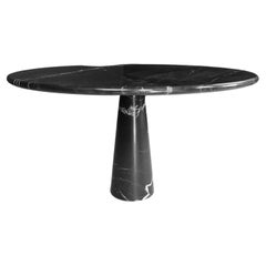 Angelo Mangiarotti Black Marquina Marble Pedestal Dining Table, 1970's