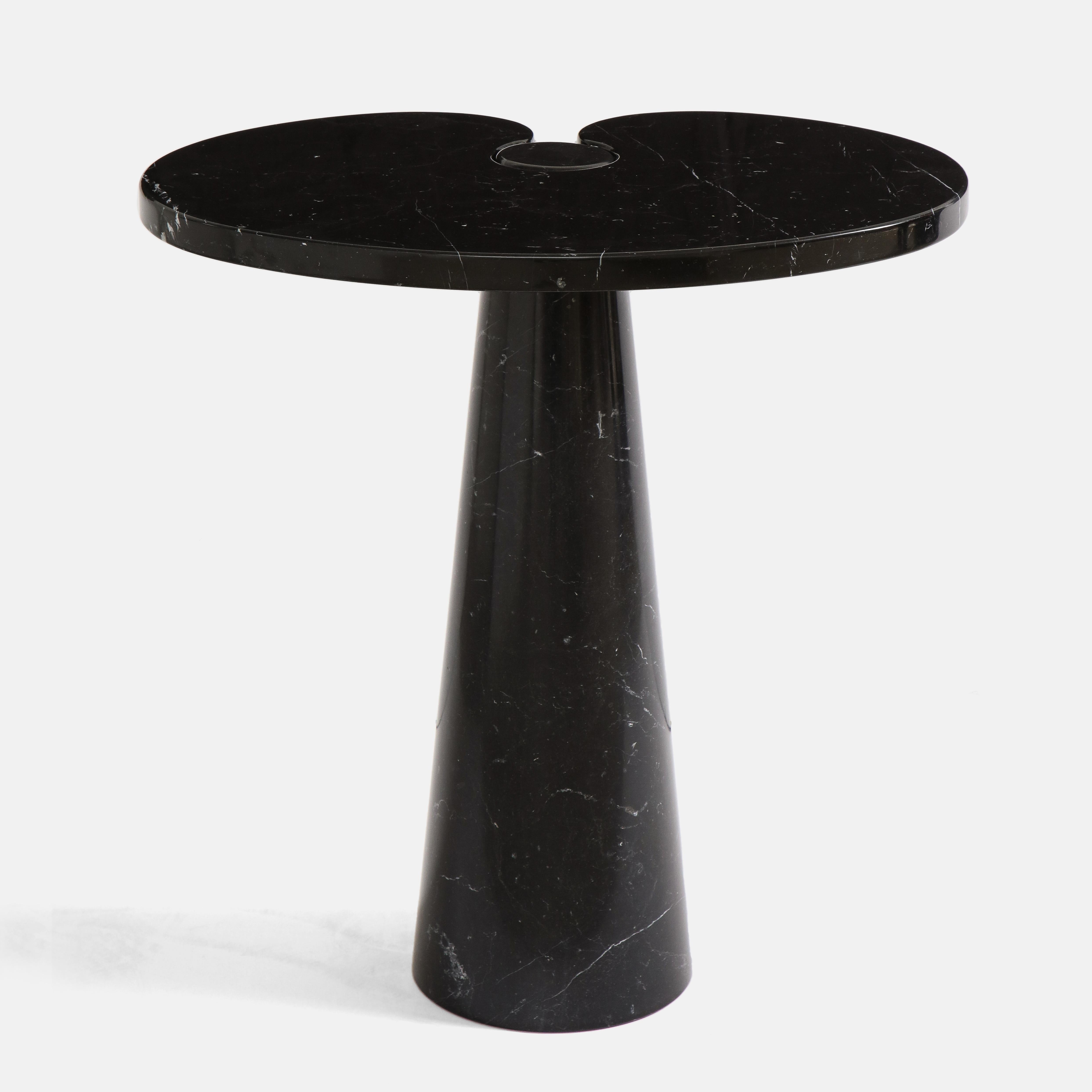 Mid-Century Modern Angelo Mangiarotti Black Marquina Marble Tall Side Table from 'Eros' Series