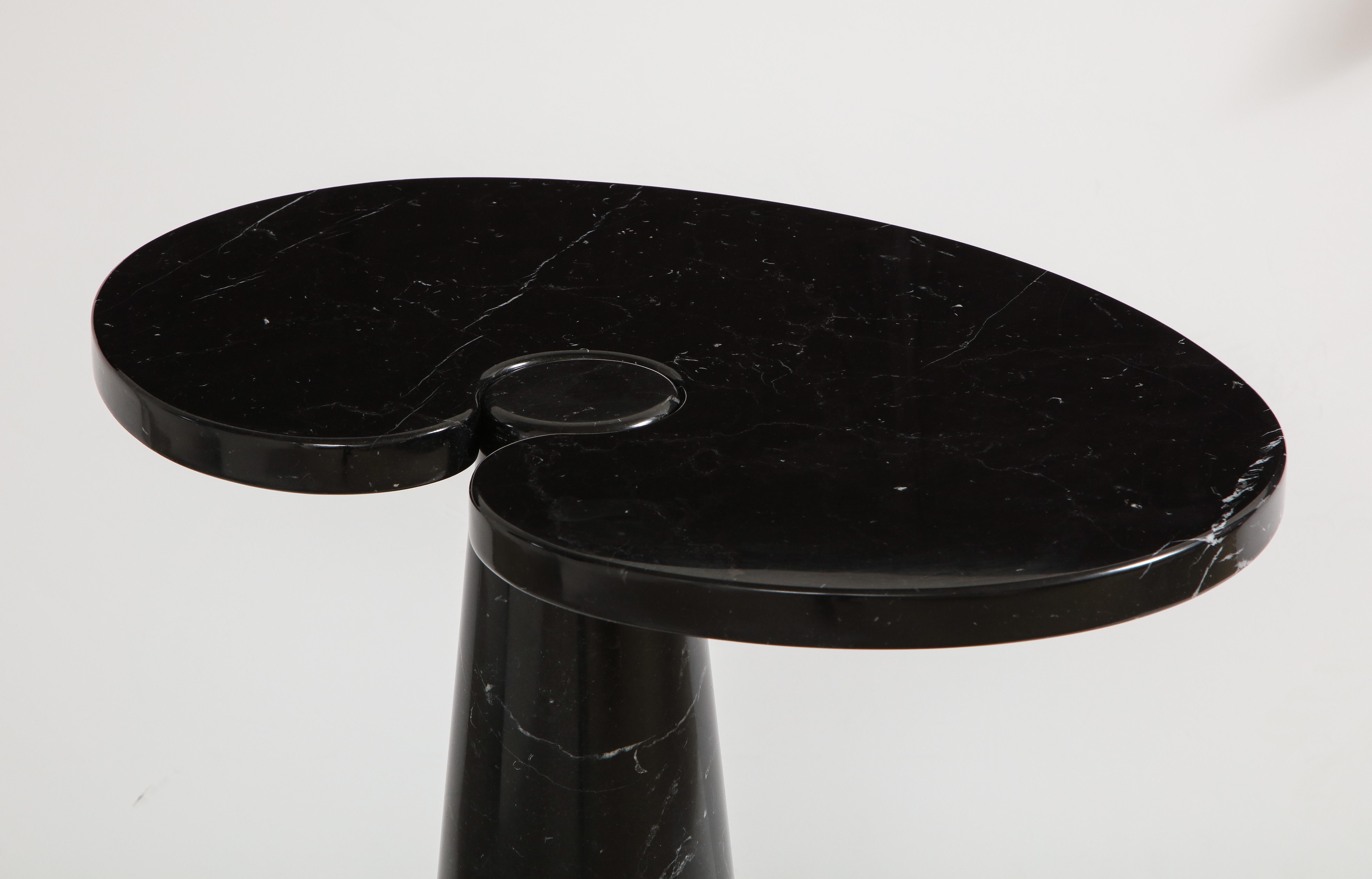 Italian Angelo Mangiarotti Black Marquina Marble Tall Side Table from 'Eros' Series