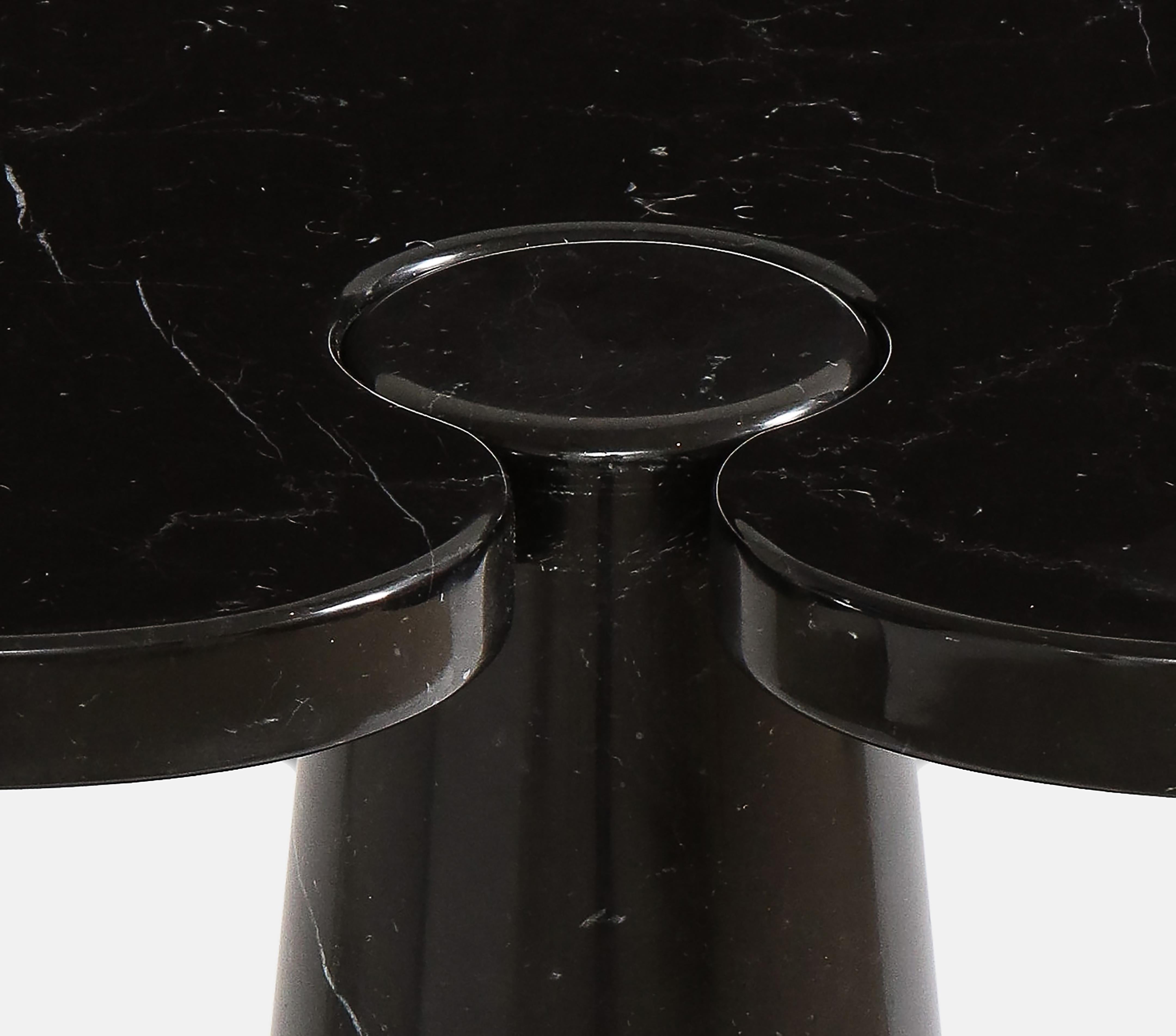 Polished Angelo Mangiarotti Black Marquina Marble Tall Side Table from 'Eros' Series