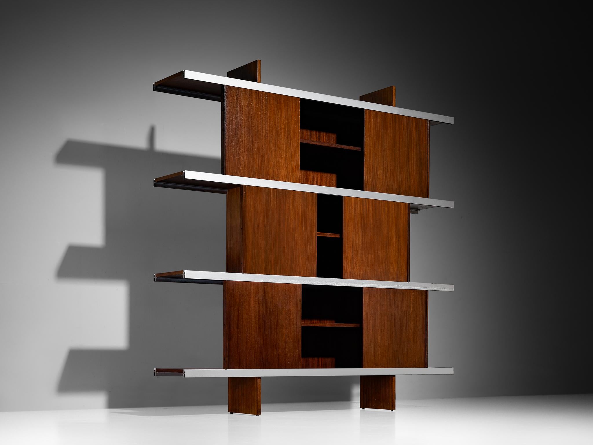 Mid-Century moderno Mobile Angelo Mangiarotti in Wood e Alluminio in vendita