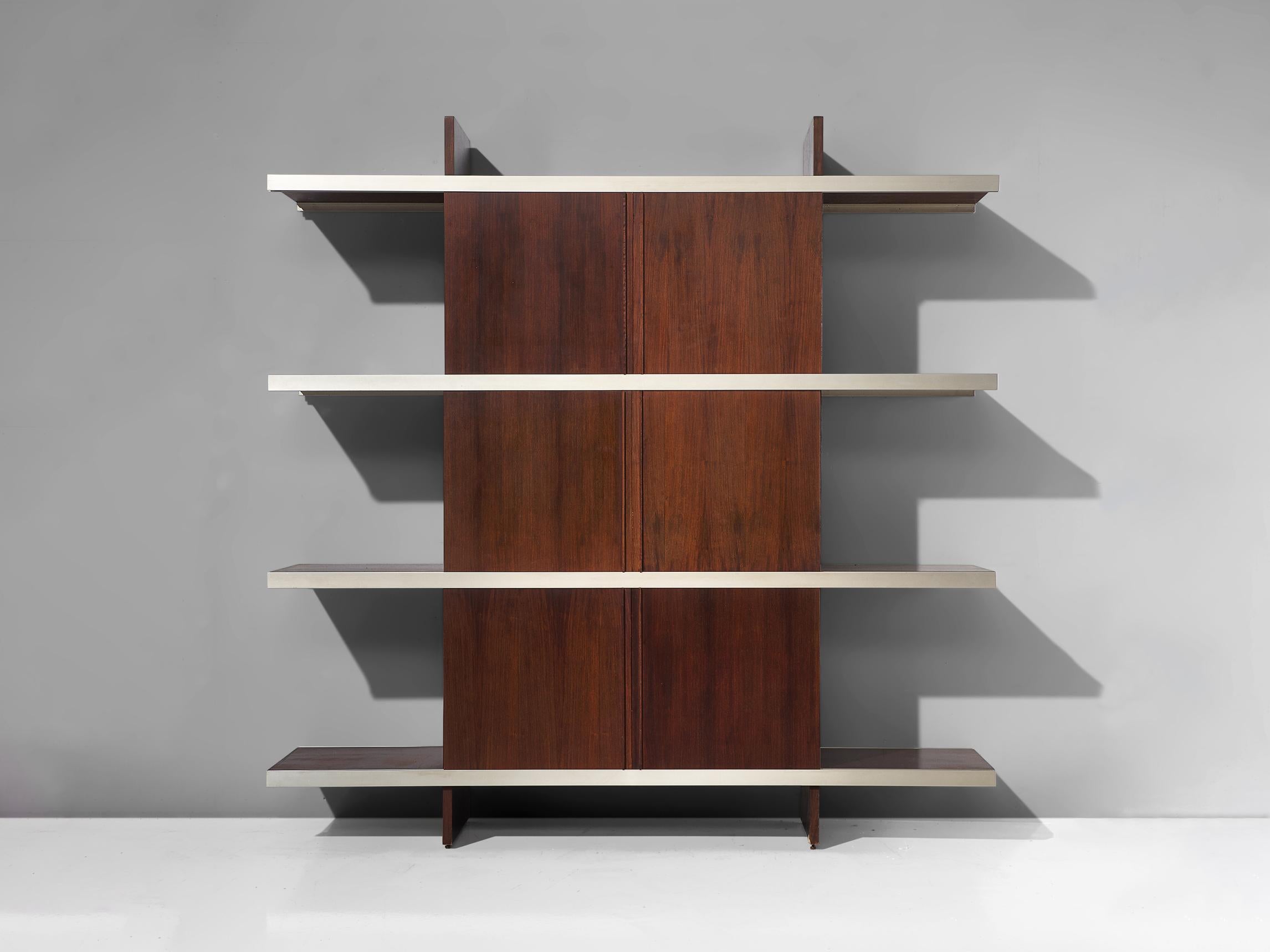 Italian Angelo Mangiarotti Cabinet in Wood and Aluminium  For Sale