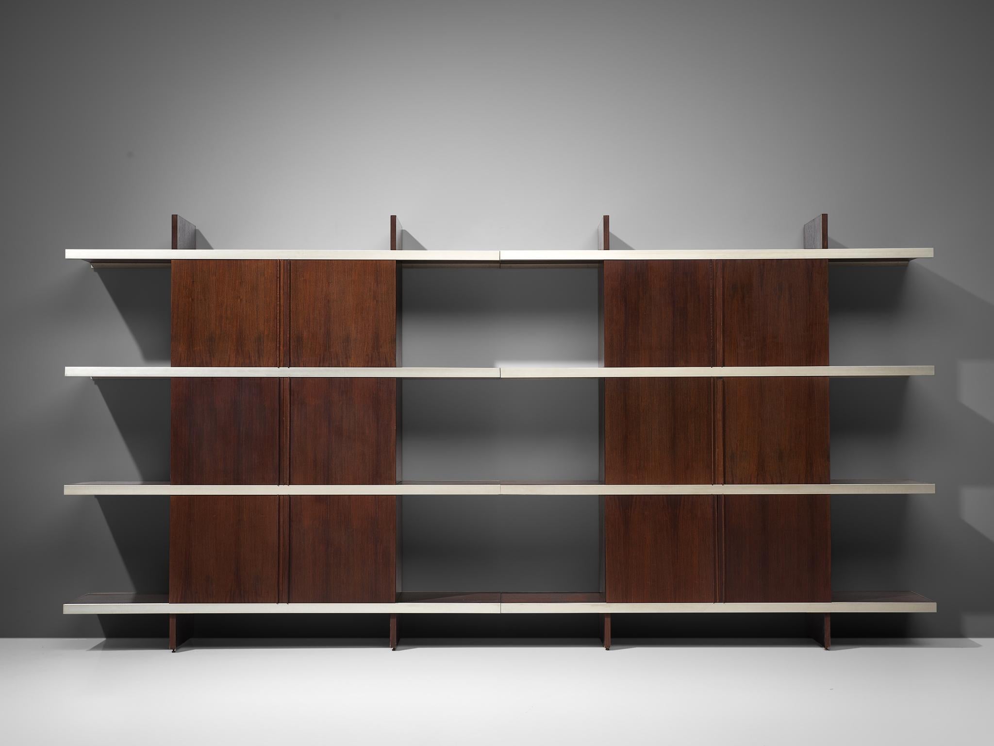 Mid-Century Modern Angelo Mangiarotti Cabinets in Wood and Aluminium