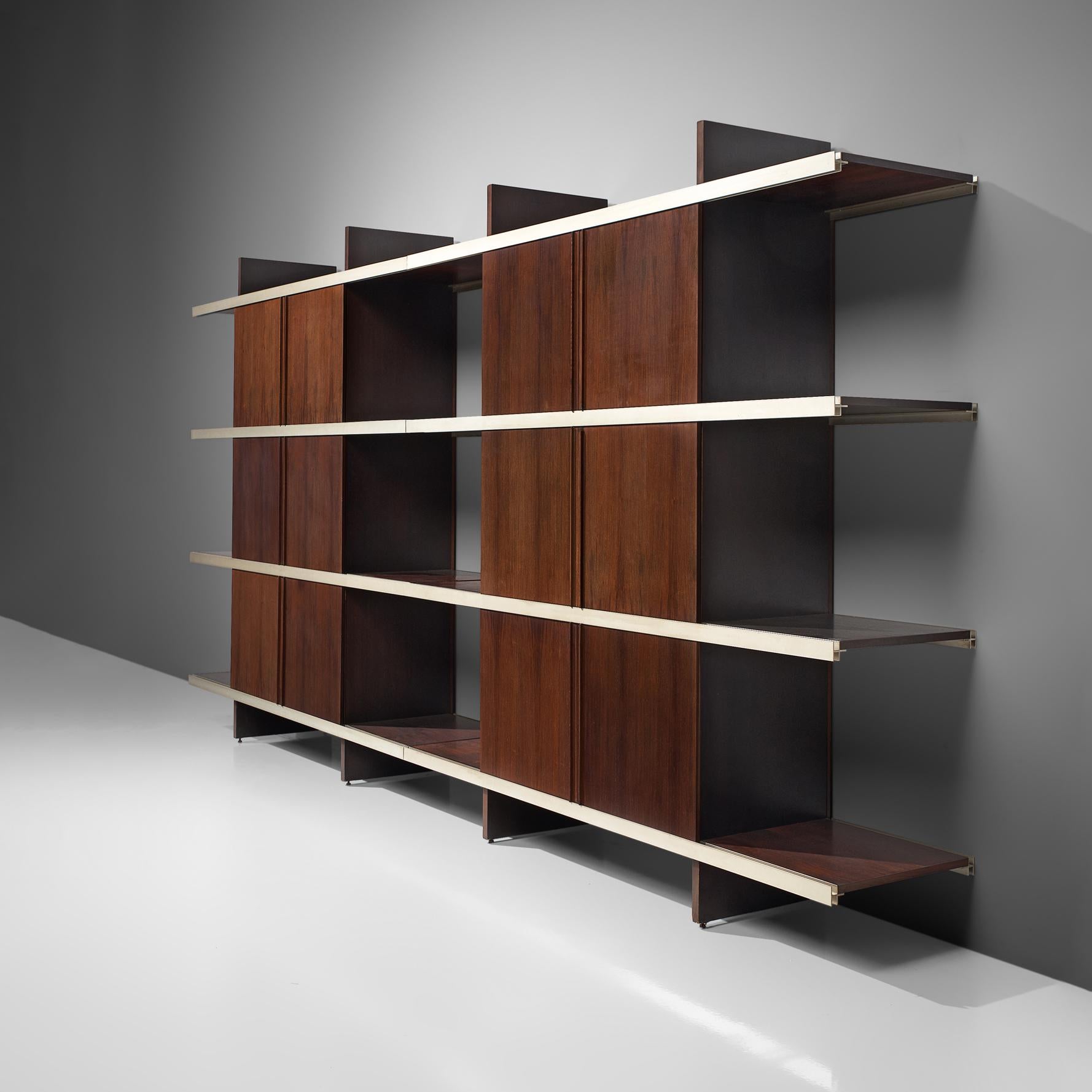 Italian Angelo Mangiarotti Cabinets in Wood and Aluminium