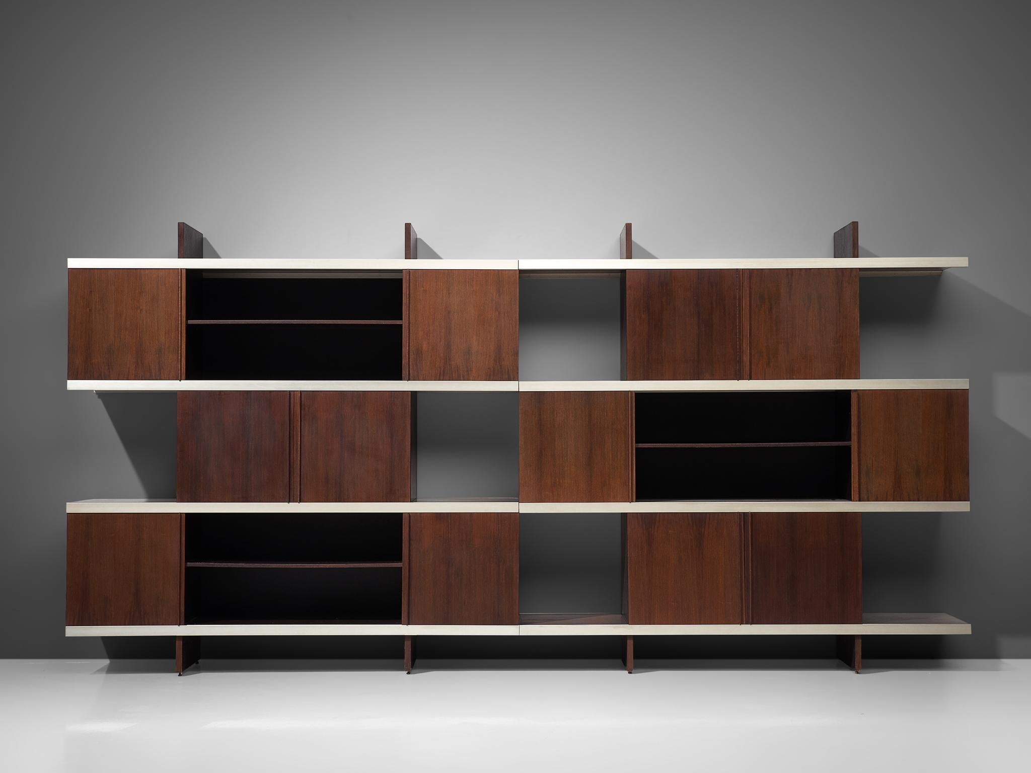 Angelo Mangiarotti Cabinets in Wood and Aluminium In Good Condition In Waalwijk, NL